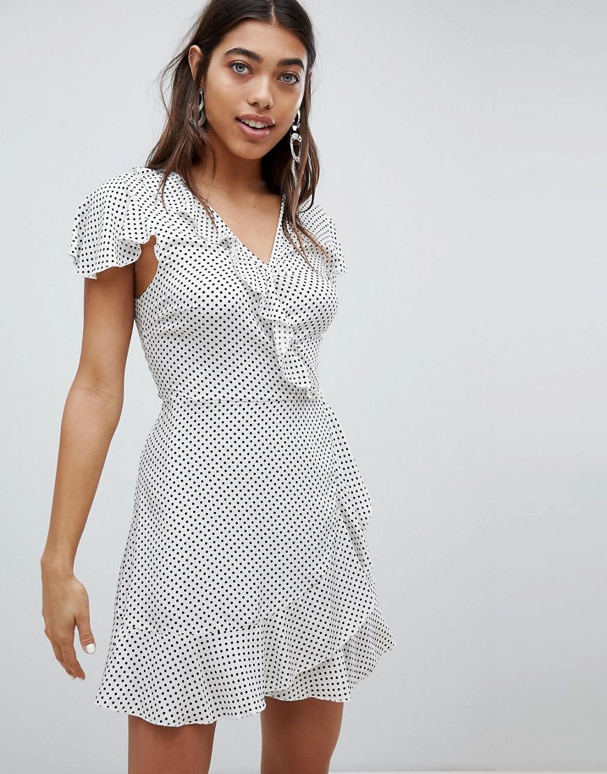 missguided white polka dot dress