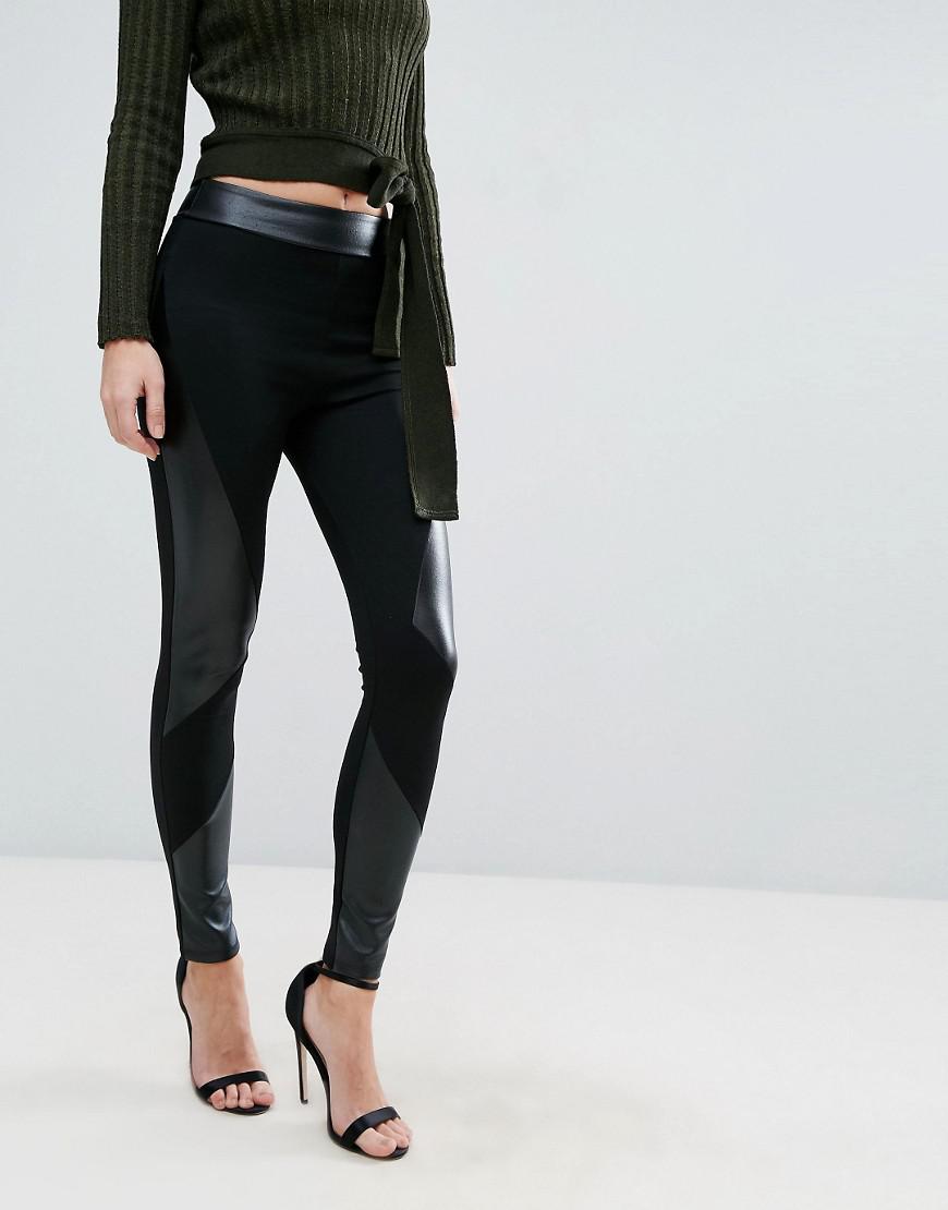 ASOS Leather Look Panelled Leggings in Black Lyst