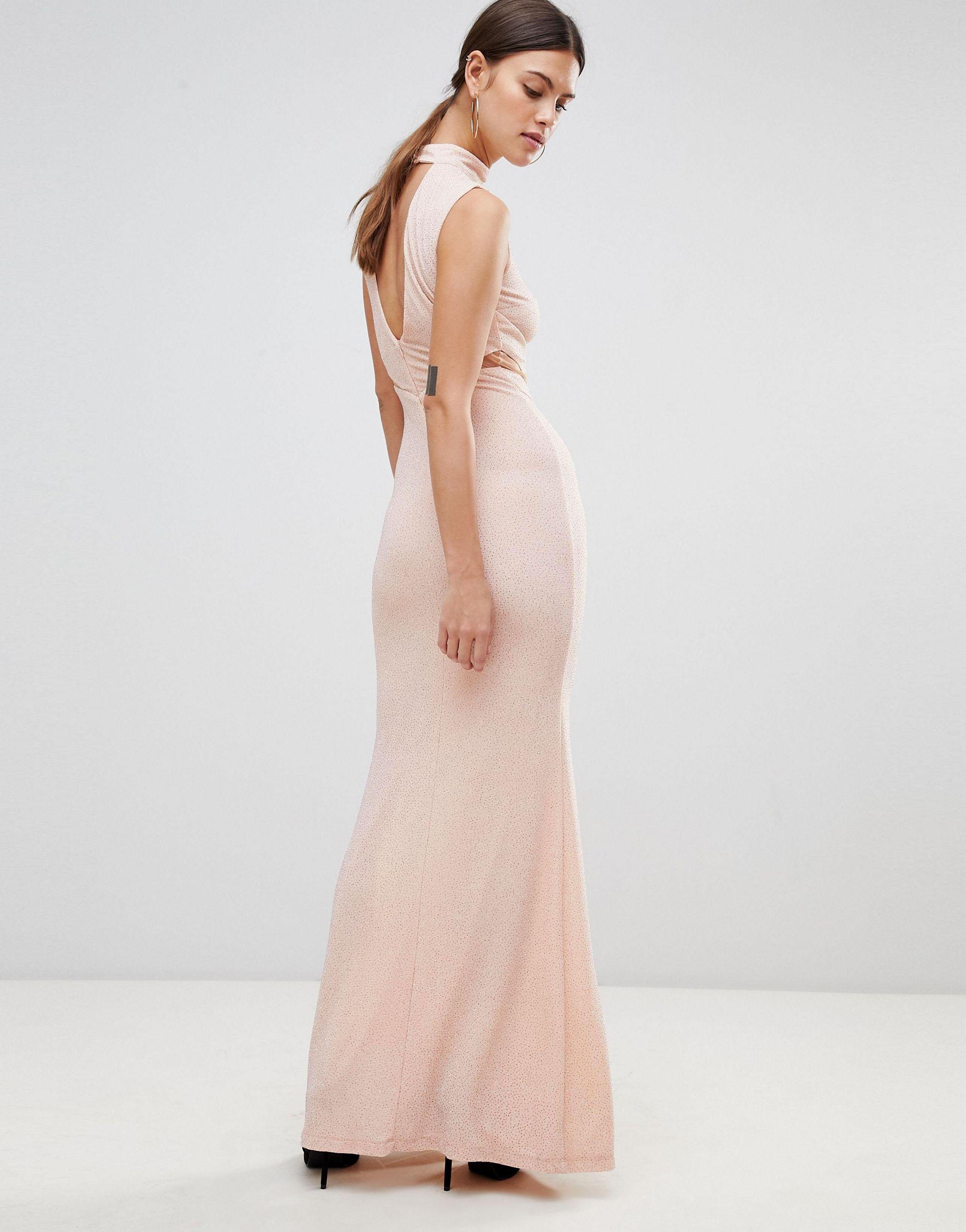 Forever Unique Choker Detail Maxi Dress in Pink | Lyst