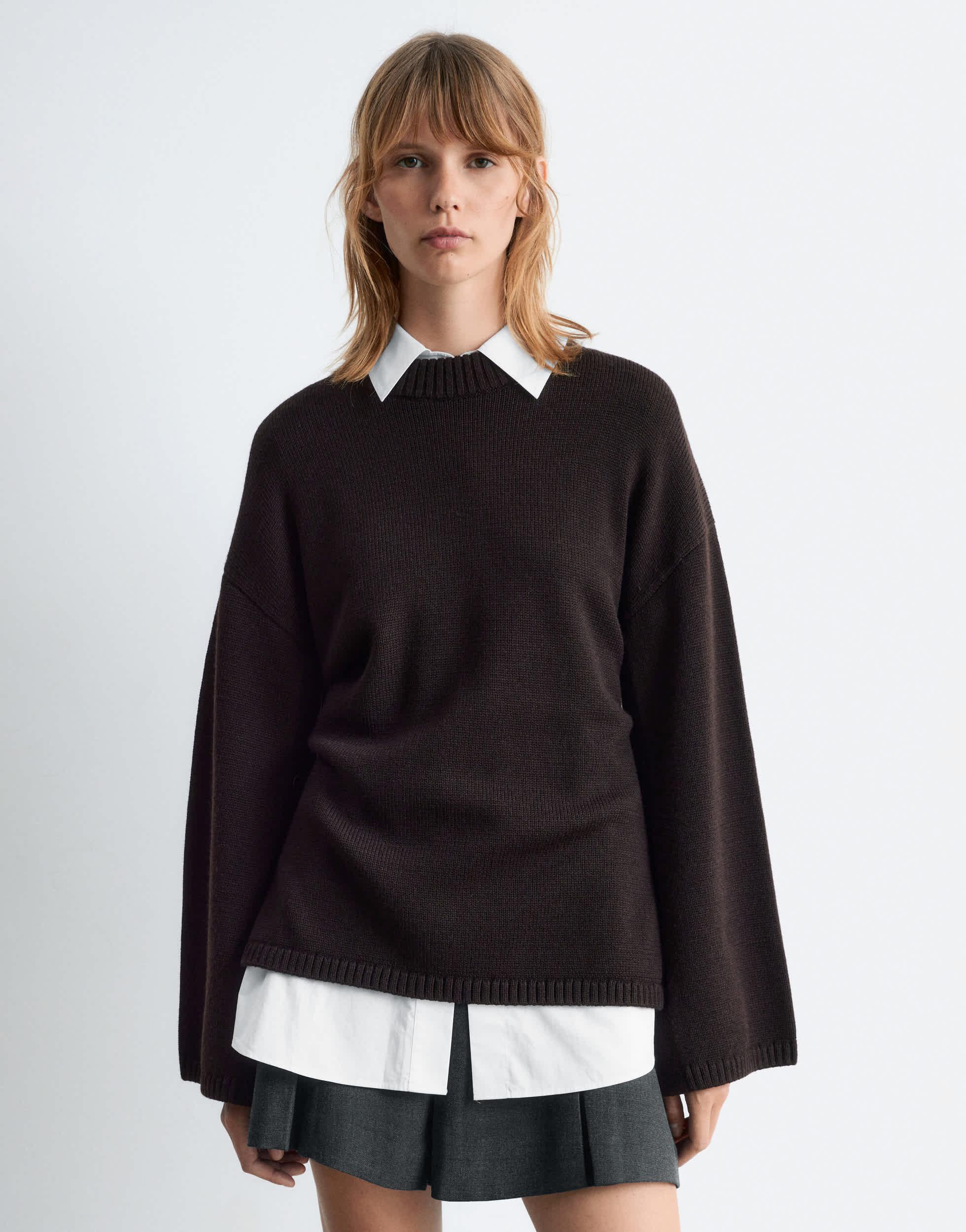 & Other Stories Pure Wool Sweater With Button Cape Sleeves in 