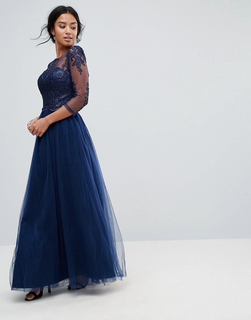 Chi Chi London High Neck Maxi With Cut 
