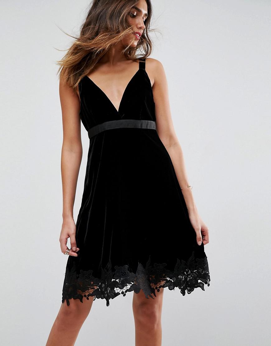 miss selfridge black velvet dress