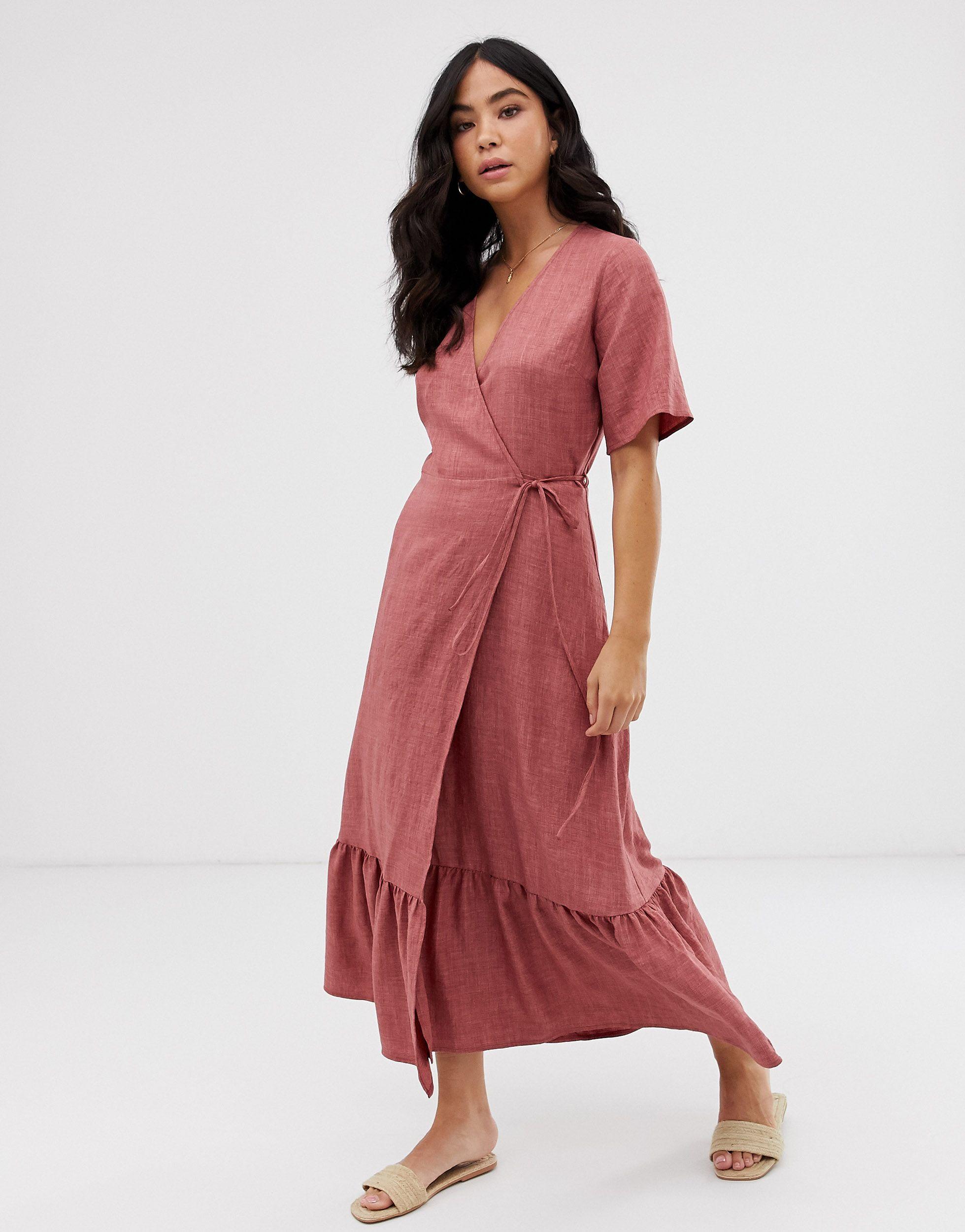 new look pink wrap dress