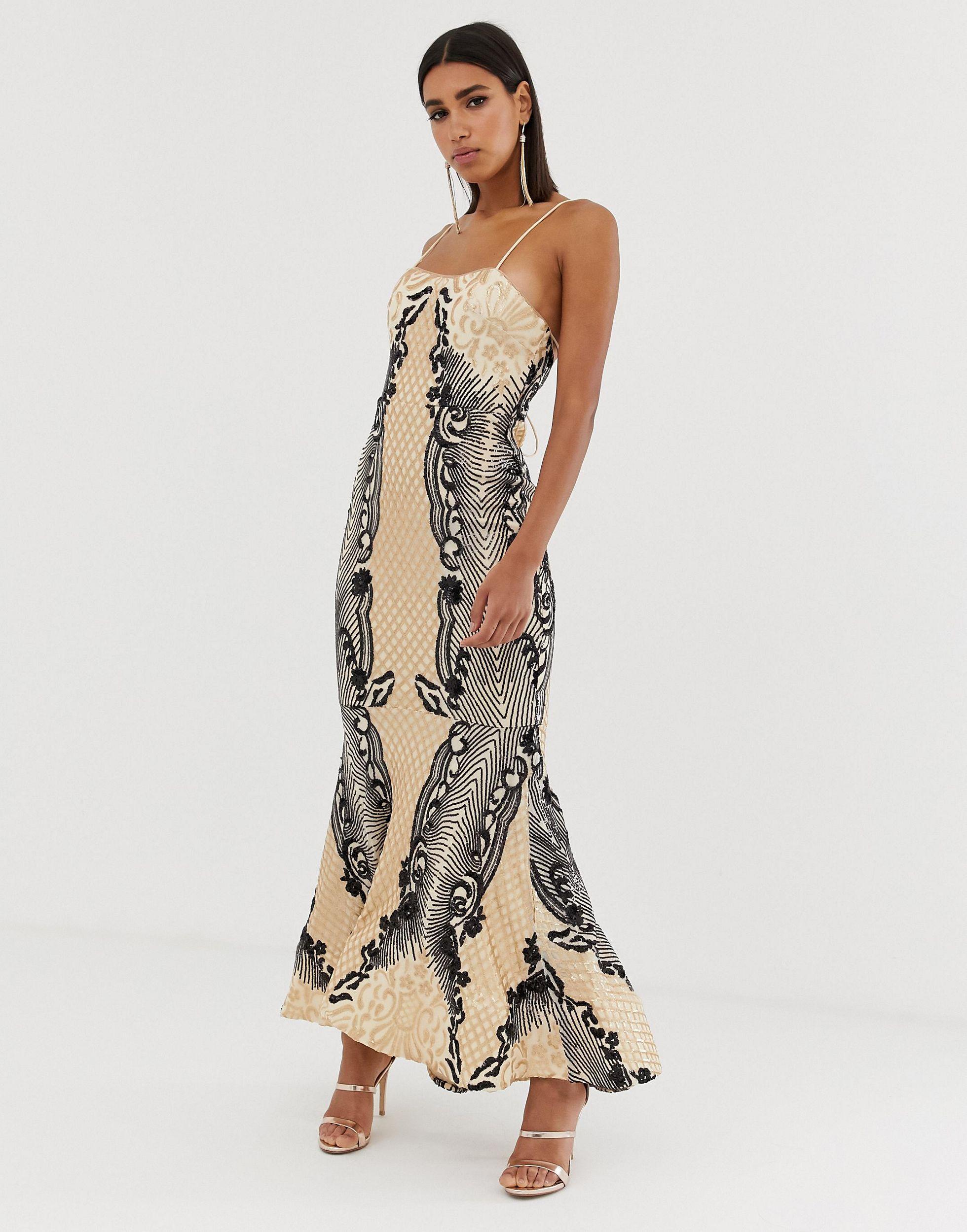 sequin fishtail maxi dress