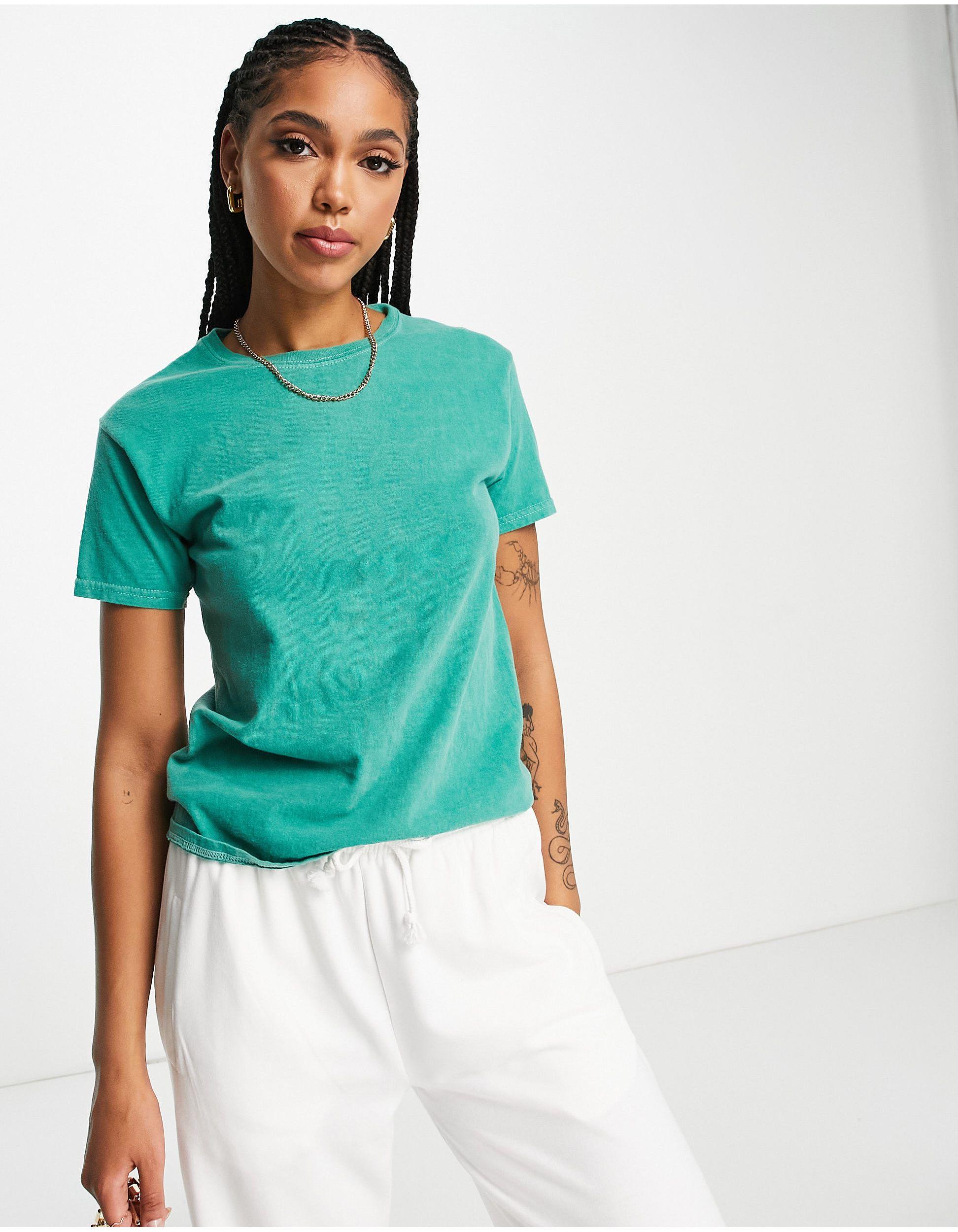 TOPSHOP Plain Washed Tee in Brown (Green) | Lyst