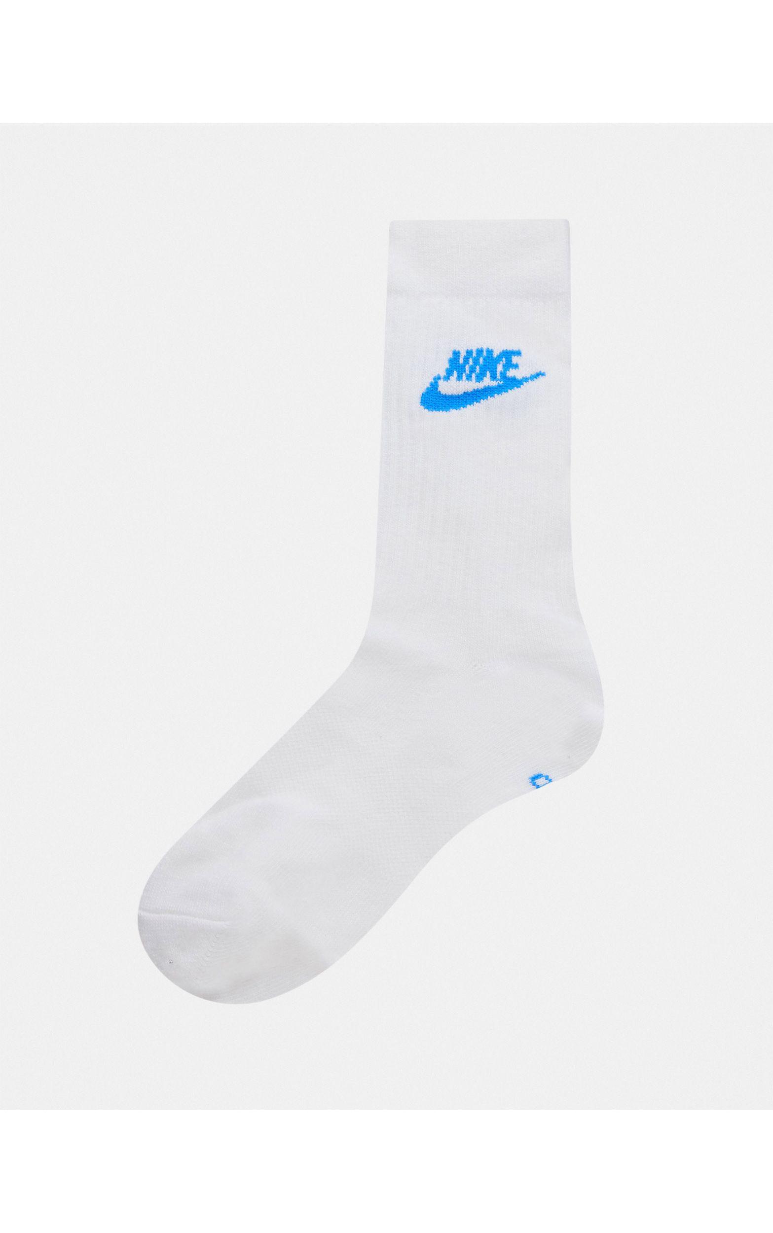nike evry essential 3 pack socks in white