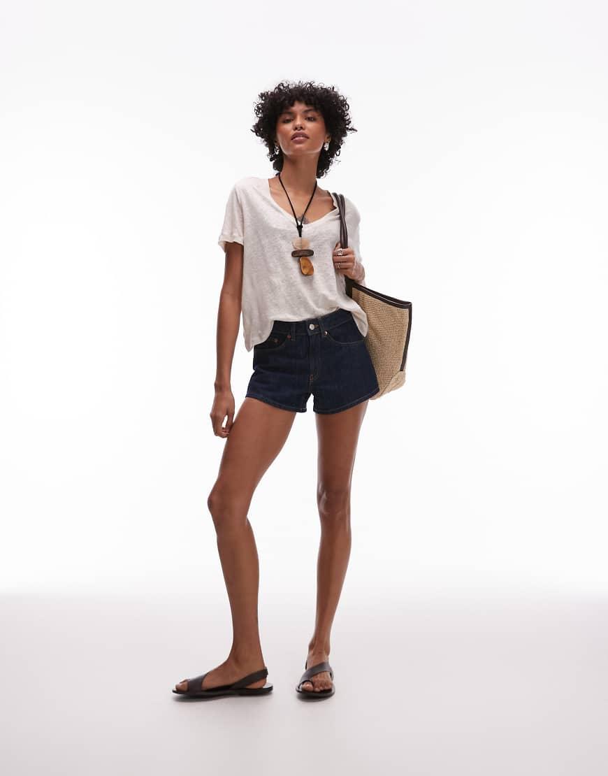 TOPSHOP Denim Knicker Shorts in White Lyst UK