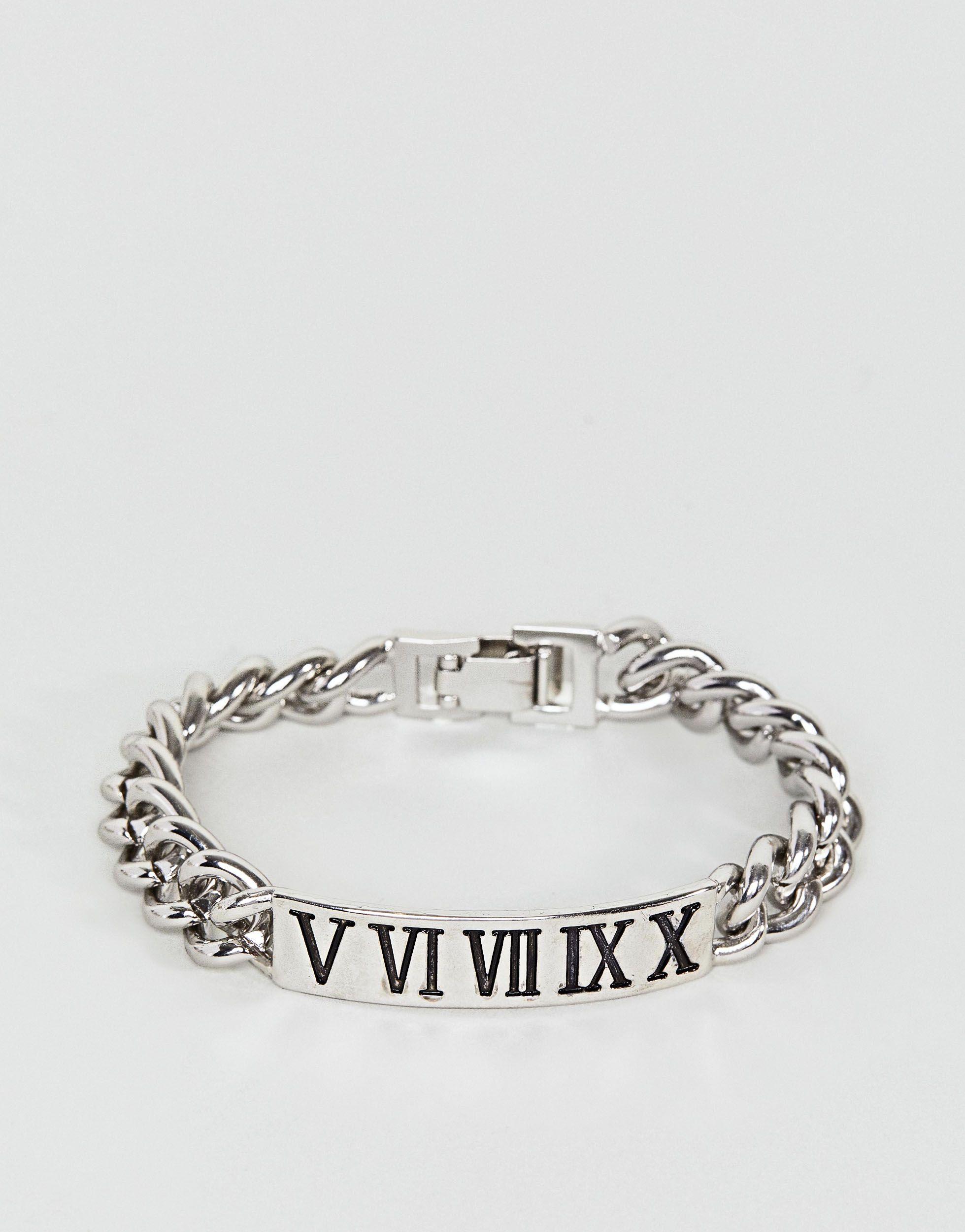 Asos bracelet avec plaque d'identification et chiffres romains