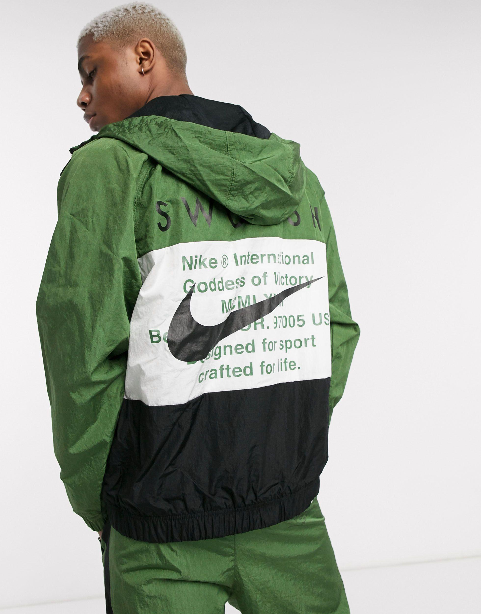 Nike Synthetic Swoosh Colourblock Zip-through Woven Hooded Jacket 