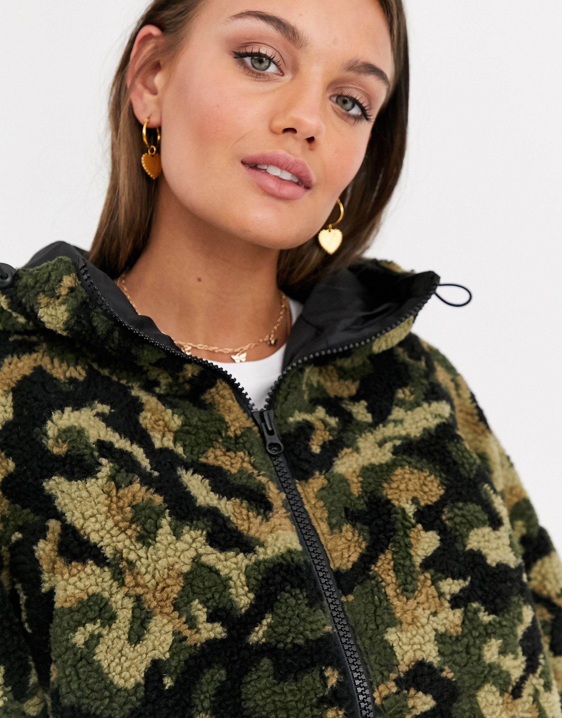 camo zip up jacket women's