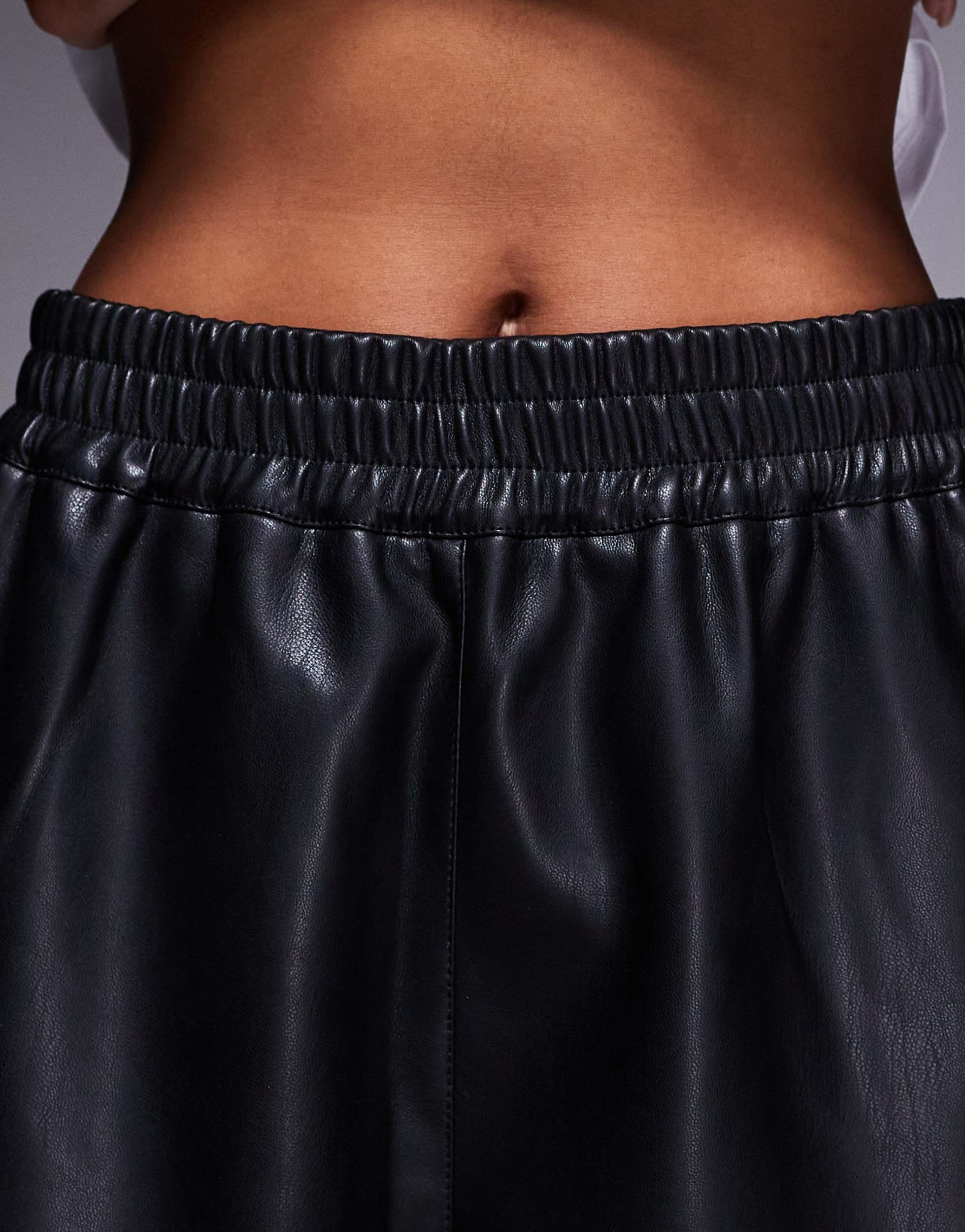 River Island Elasticated Faux Leather Shorts in Blue Lyst Australia