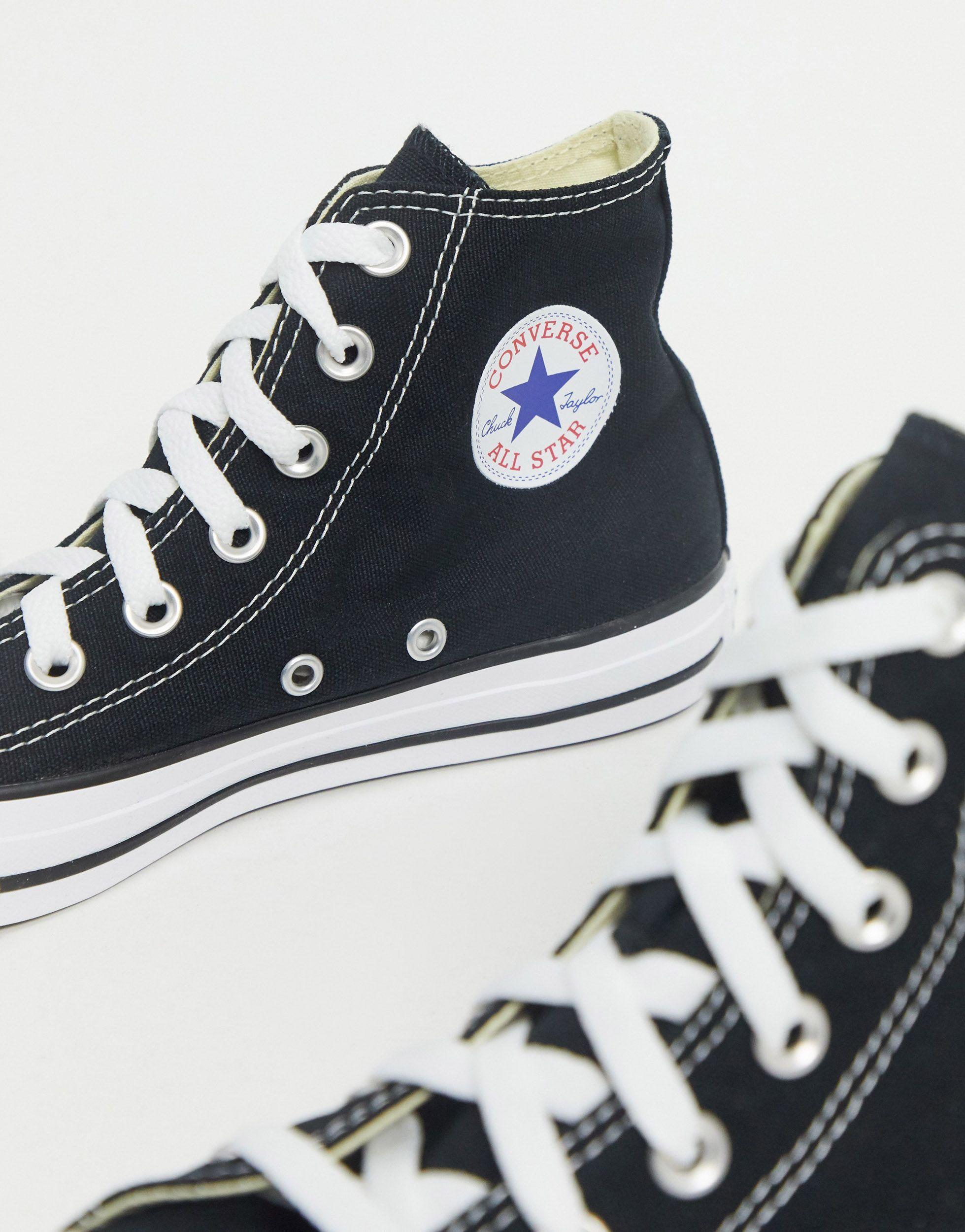 Converse Wide Fit Chuck Taylor All Star Hi Trainers in Black | Lyst UK