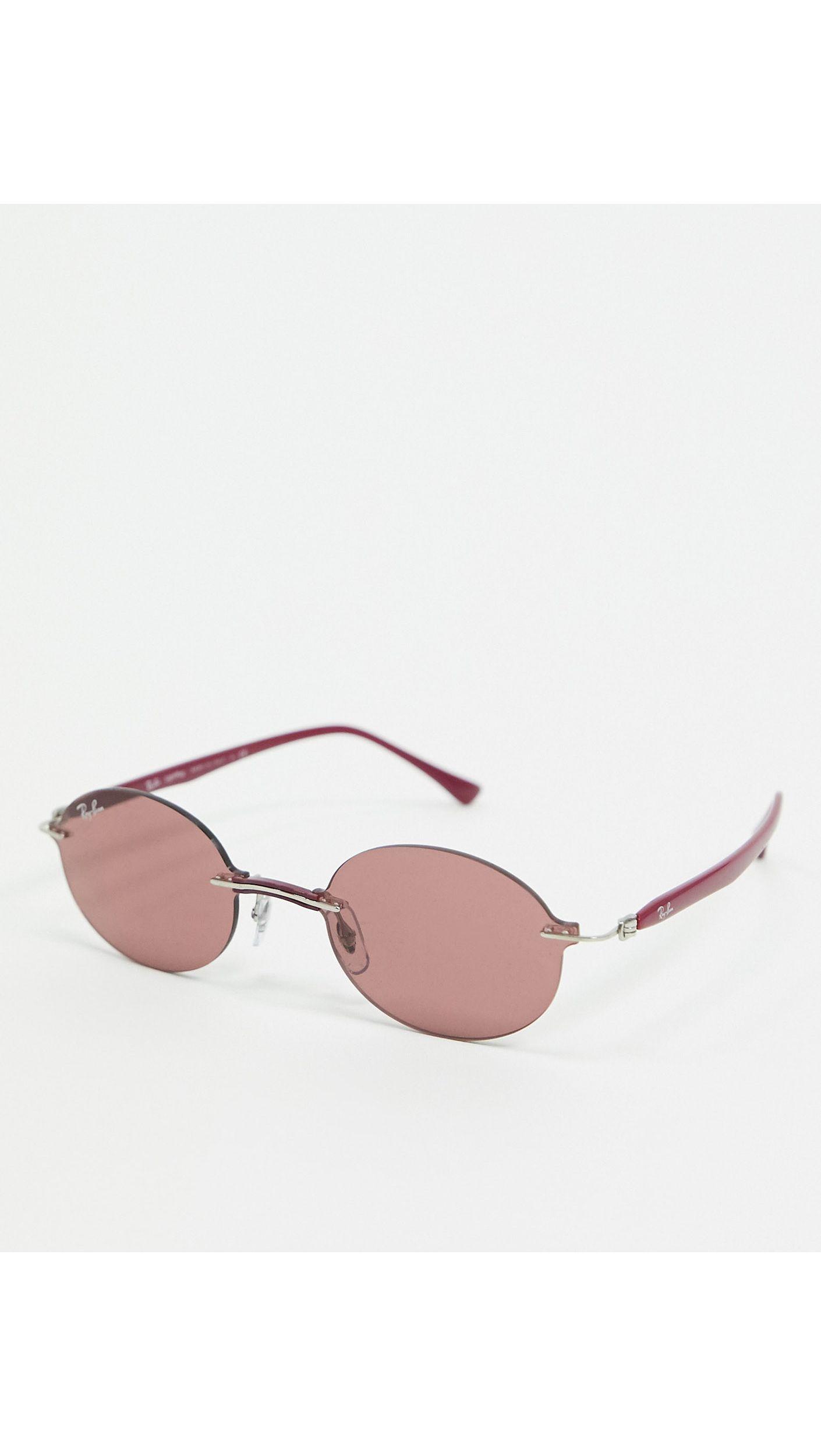 Ray-Ban Rayban Rimless Slim Oval Sunglasses in Purple - Lyst