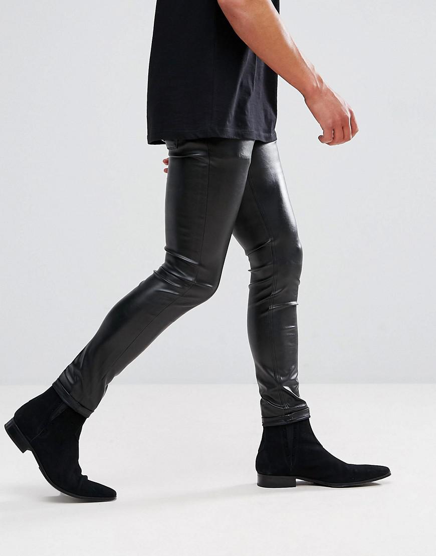 ASOS Extreme Super Skinny Jeans In Faux Leather With Zips in Black for Men  - Lyst
