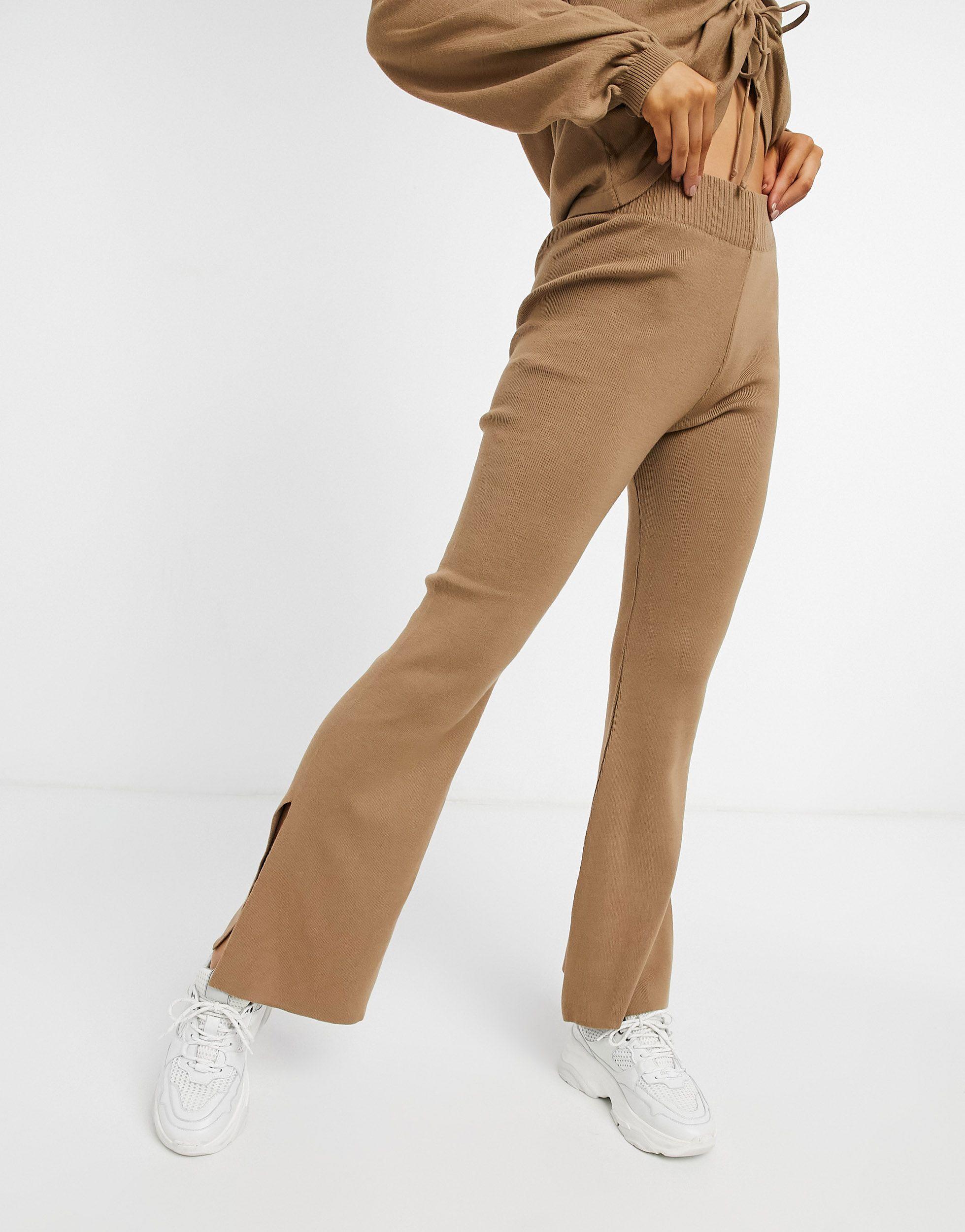 ASOS Lounge Twopiece Knitted Wide Leg Pants in Brown Lyst