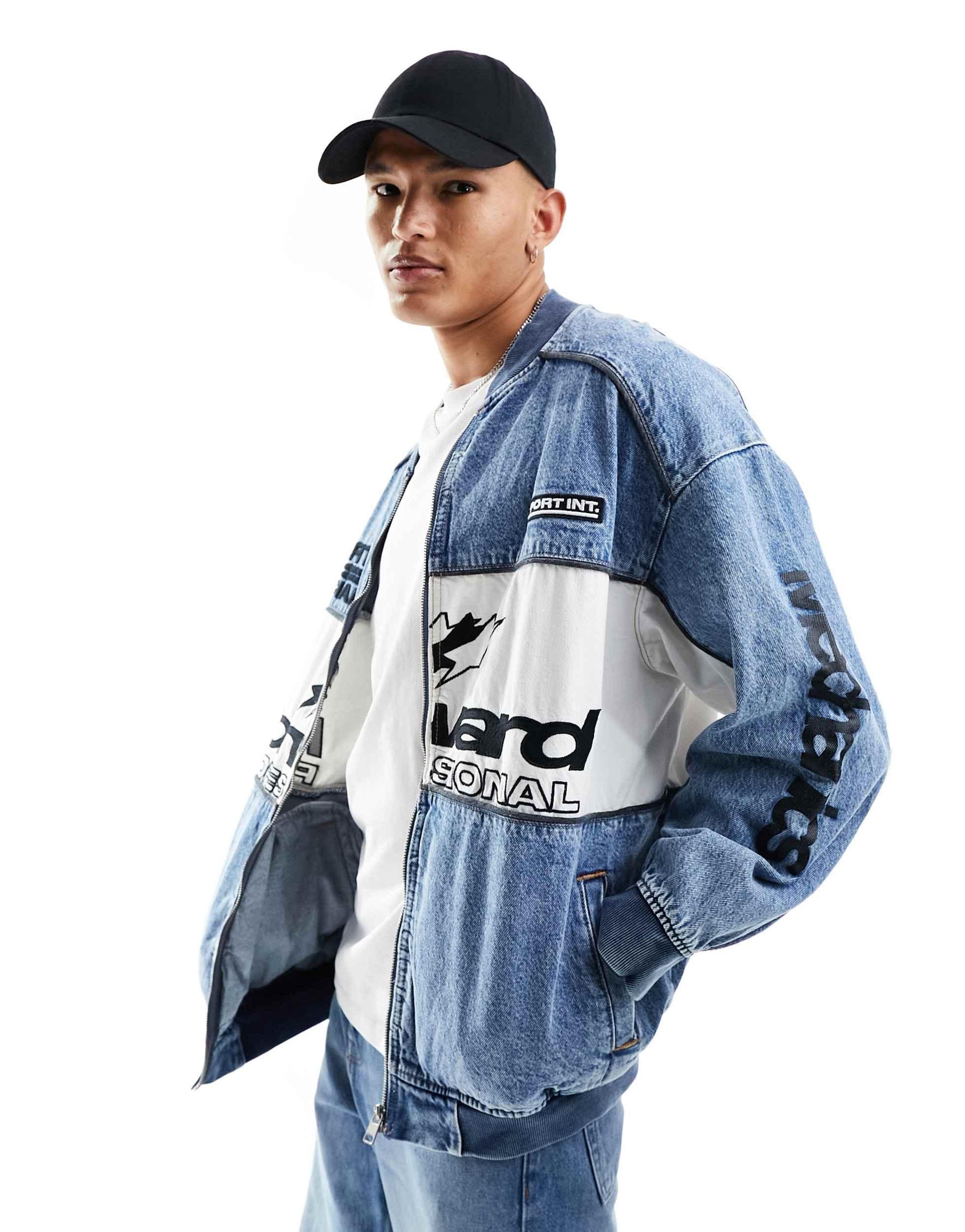 Bershka Motocross Denim Bomber Jacket in Blue for Men Lyst Australia