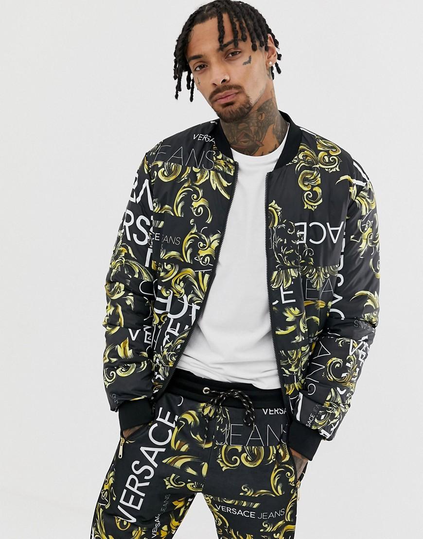 Piumino double-face nero con stampaVersace Jeans Couture in Denim da Uomo  colore Nero | Lyst