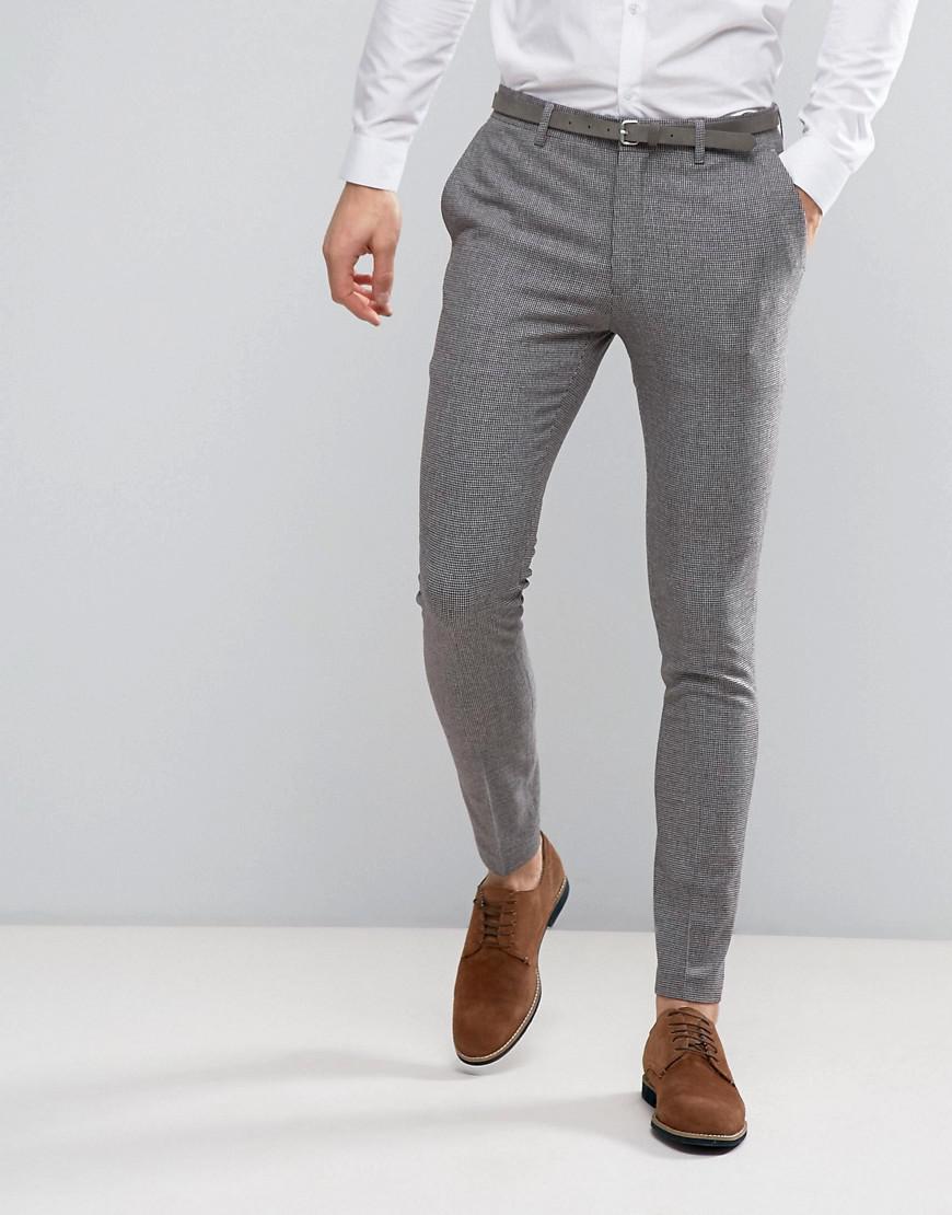 Lyst - Asos Wedding Super Skinny Suit Pants In Mini Check In Gray in ...