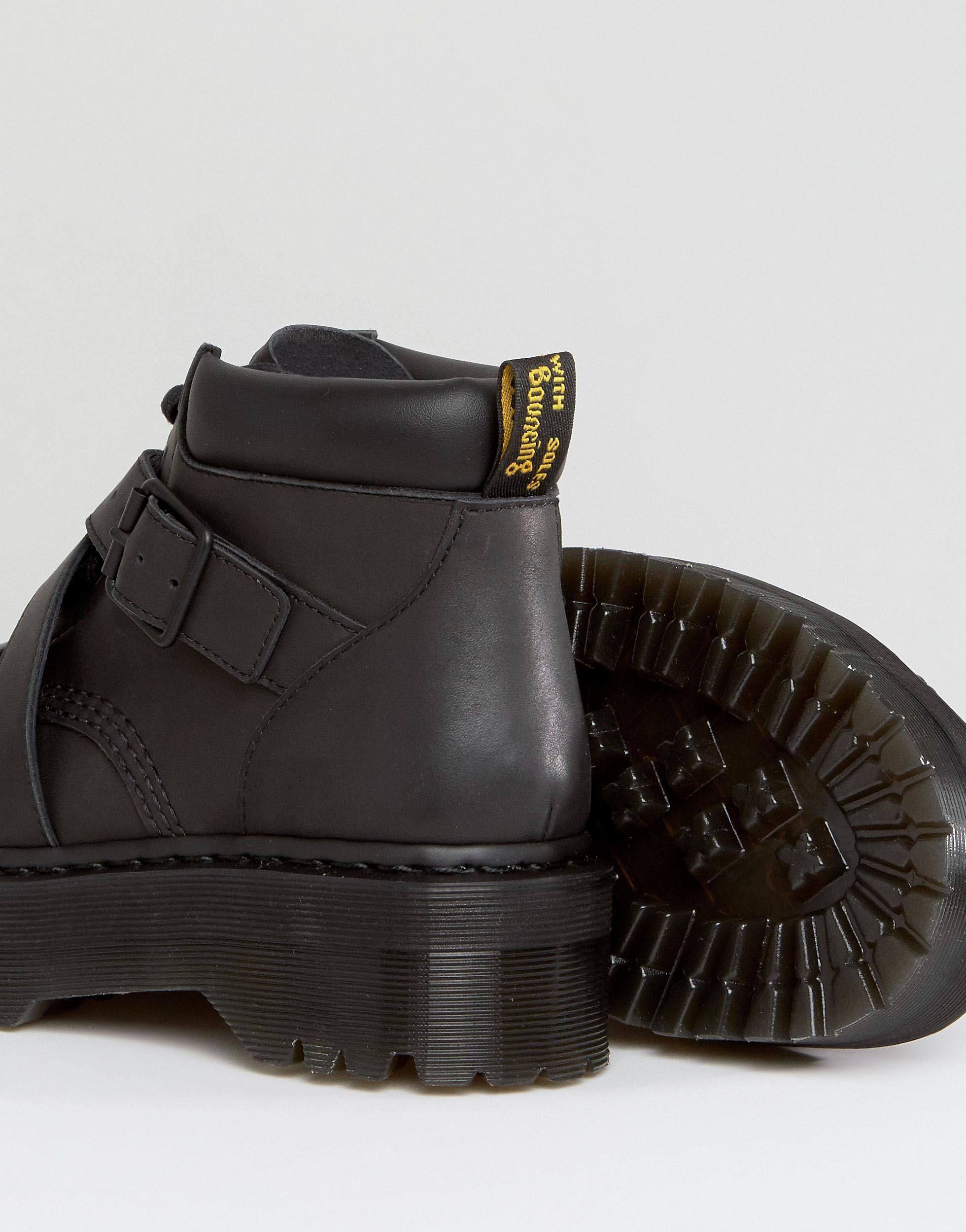 Dr. Martens Leather Beaumann Cross Strap Chunky Flatform Boots in Black |  Lyst Australia