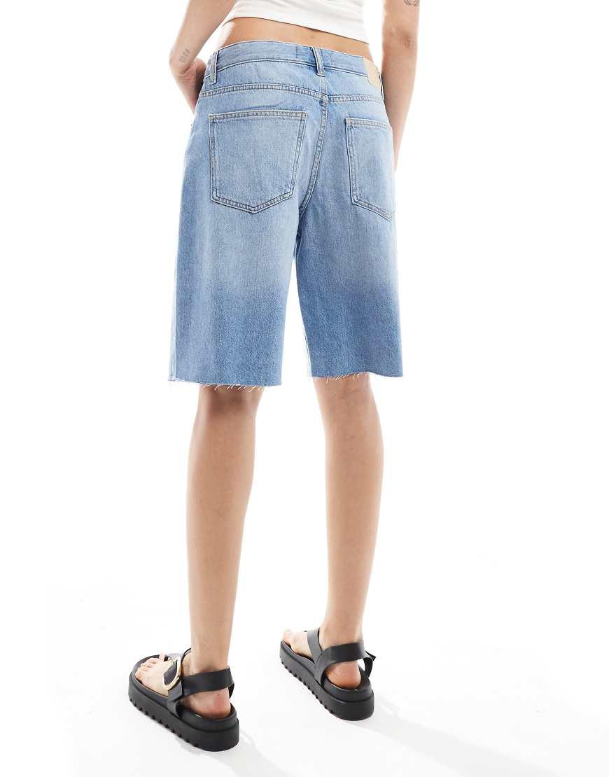 Pull&Bear Longline Cut Off Denim Short in Blue Lyst UK