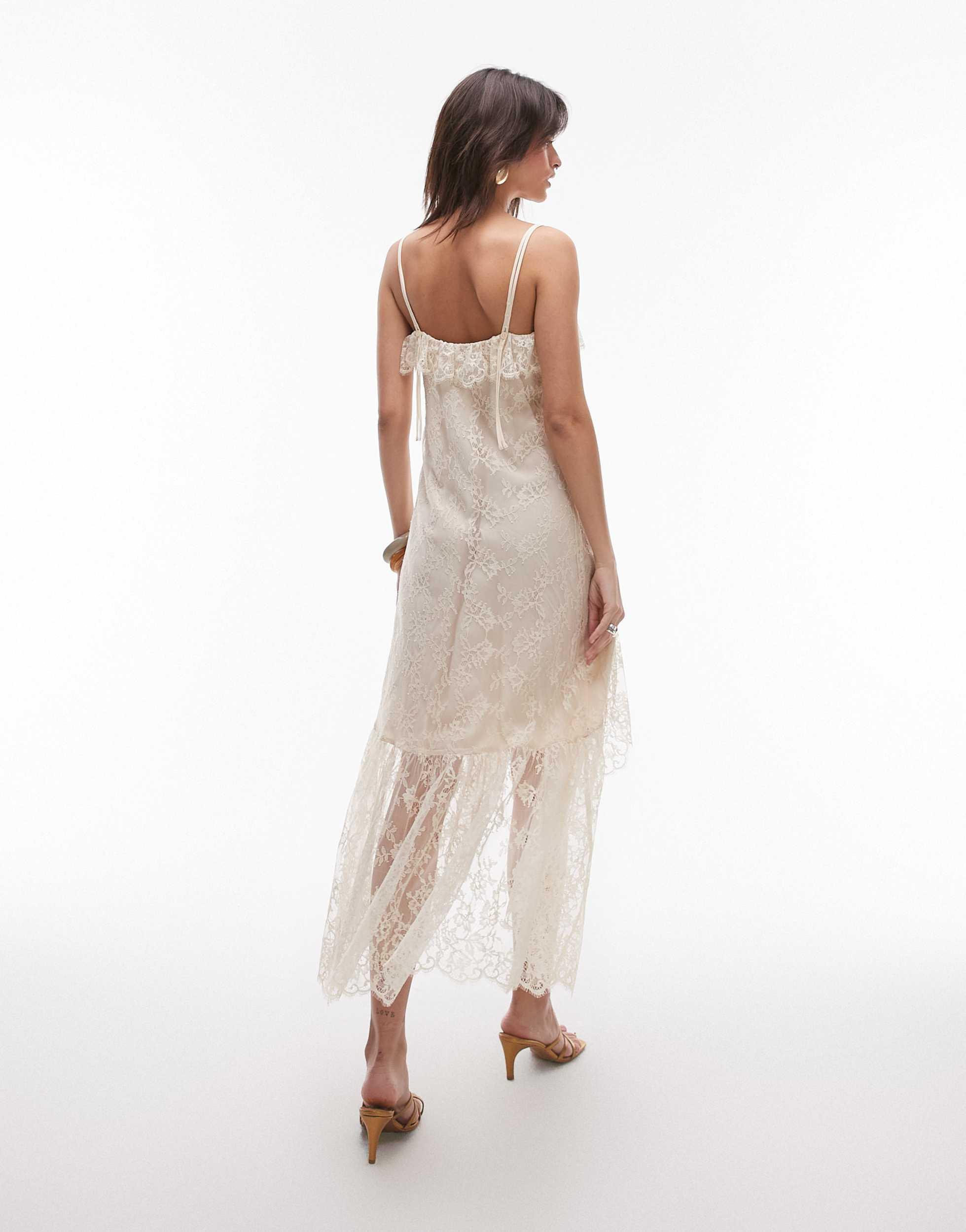 & other stories lace dress Frilled Lace Maxi Dress - Cream