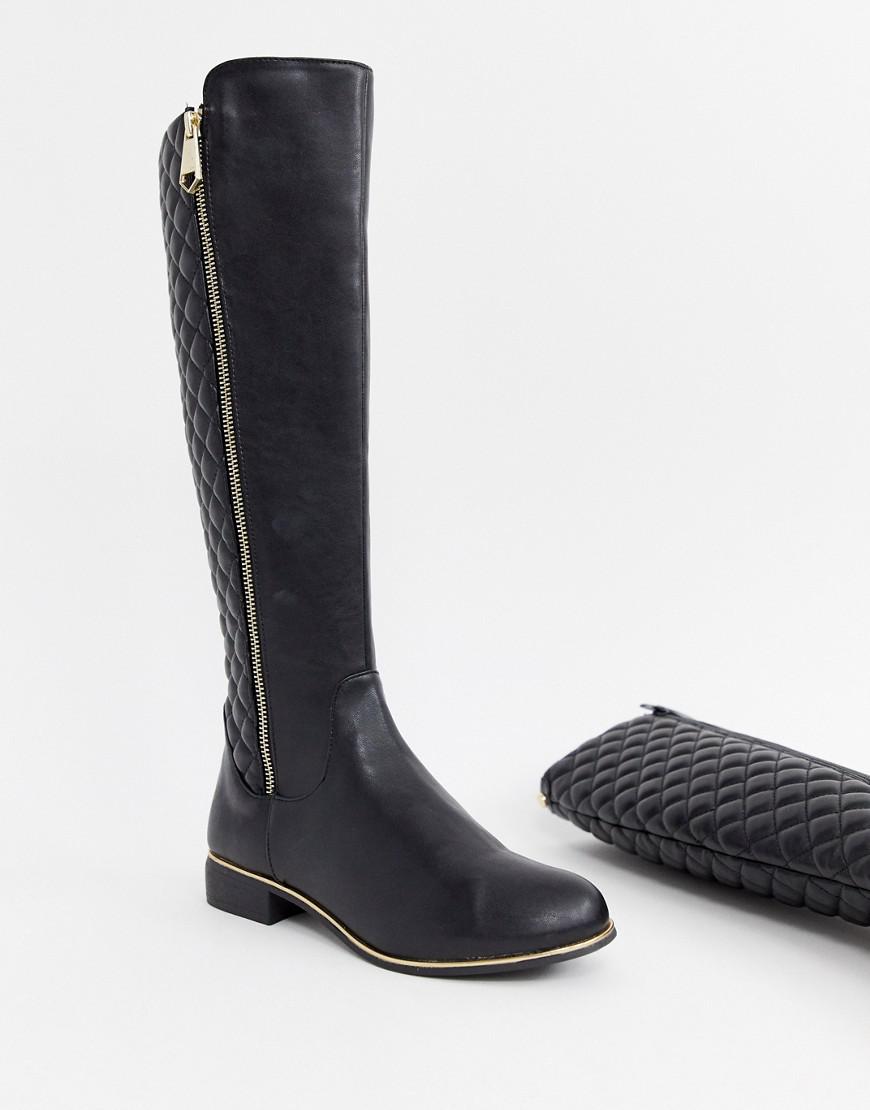 lipsy knee high quilted riding boot