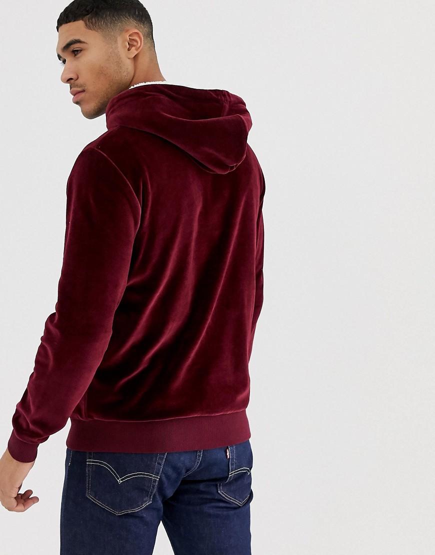 Mens velour zip up hoodie sale