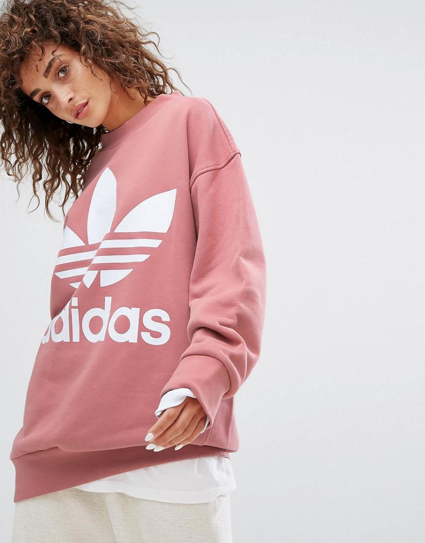 adidas Originals Cotton Originals Oversized Sweatshirt In Pink - Lyst