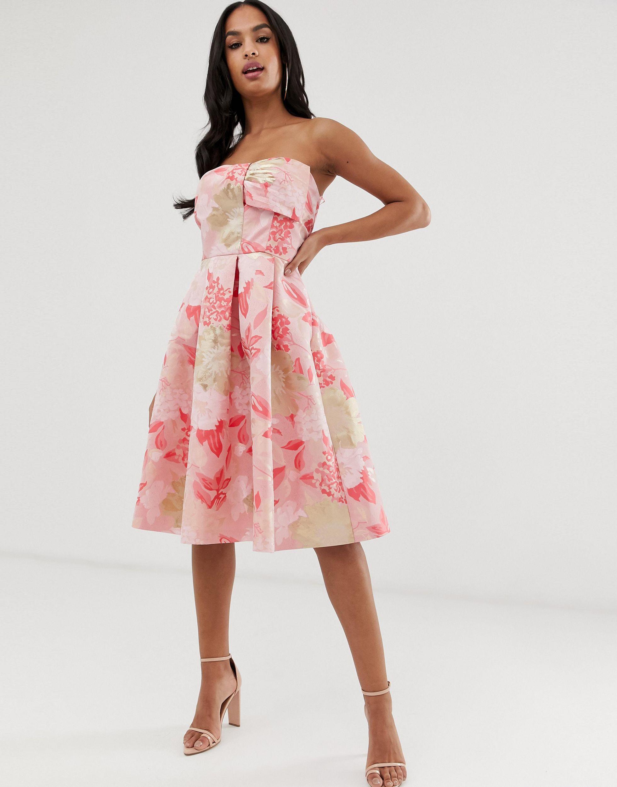 Naf Naf Romantic Skater Dress With Flower Print in Pink Lyst UK