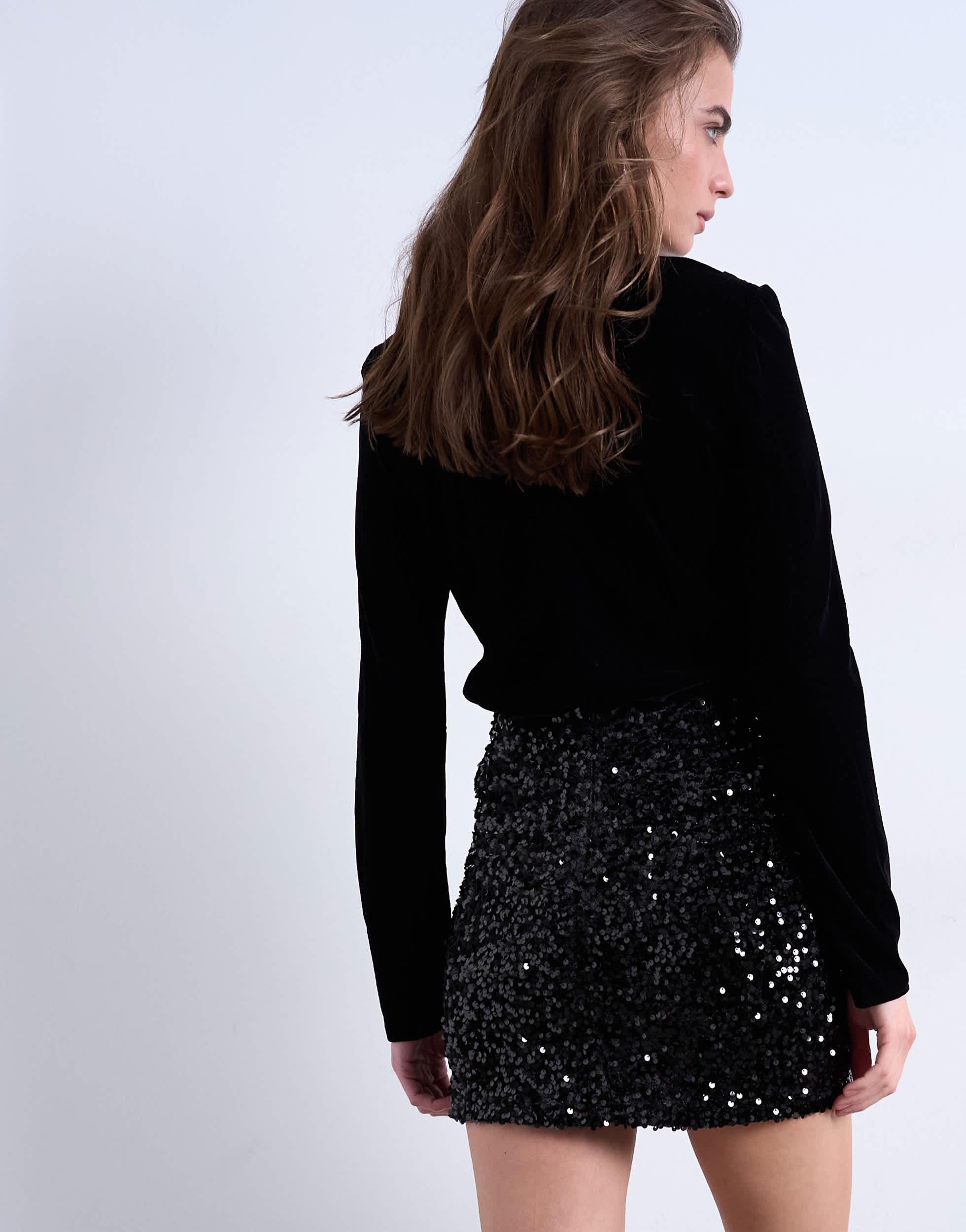 Jupe Longue Velours Noire – Topshop – Taille 12 – État Parfait