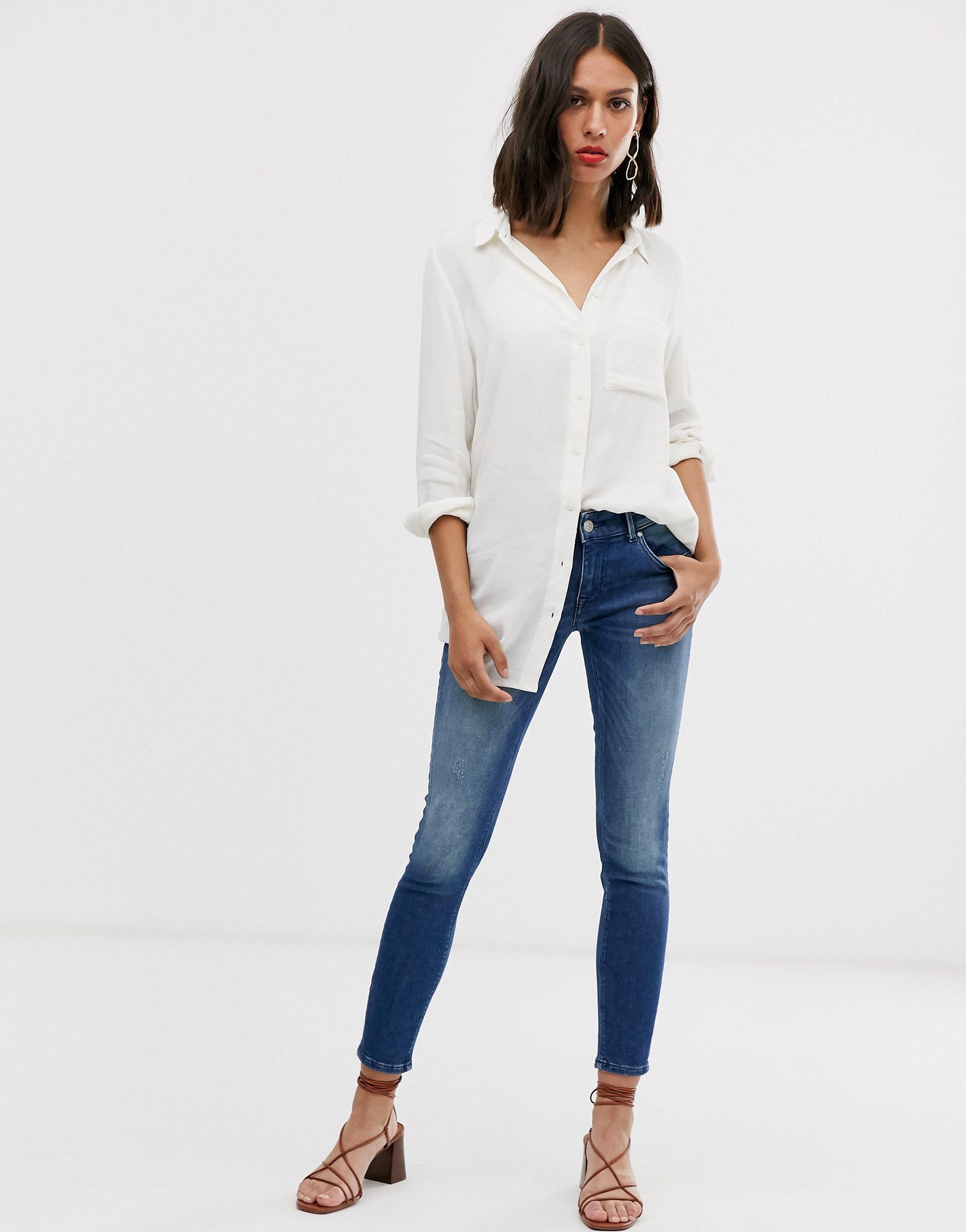 ONLY Denim Dylan Low Rise Skinny Jeans in Blue - Lyst