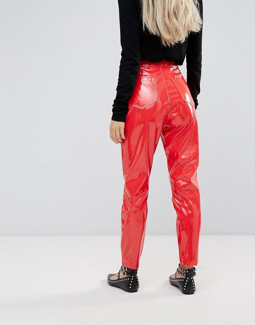 Miss Selfridge Vinyl Pants in Red | Lyst