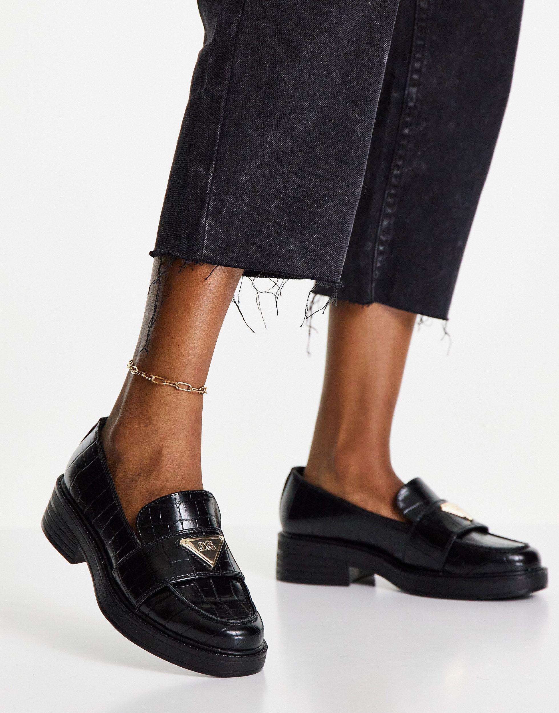 River Island Branded Chunky Croc Shoes in Black | Lyst