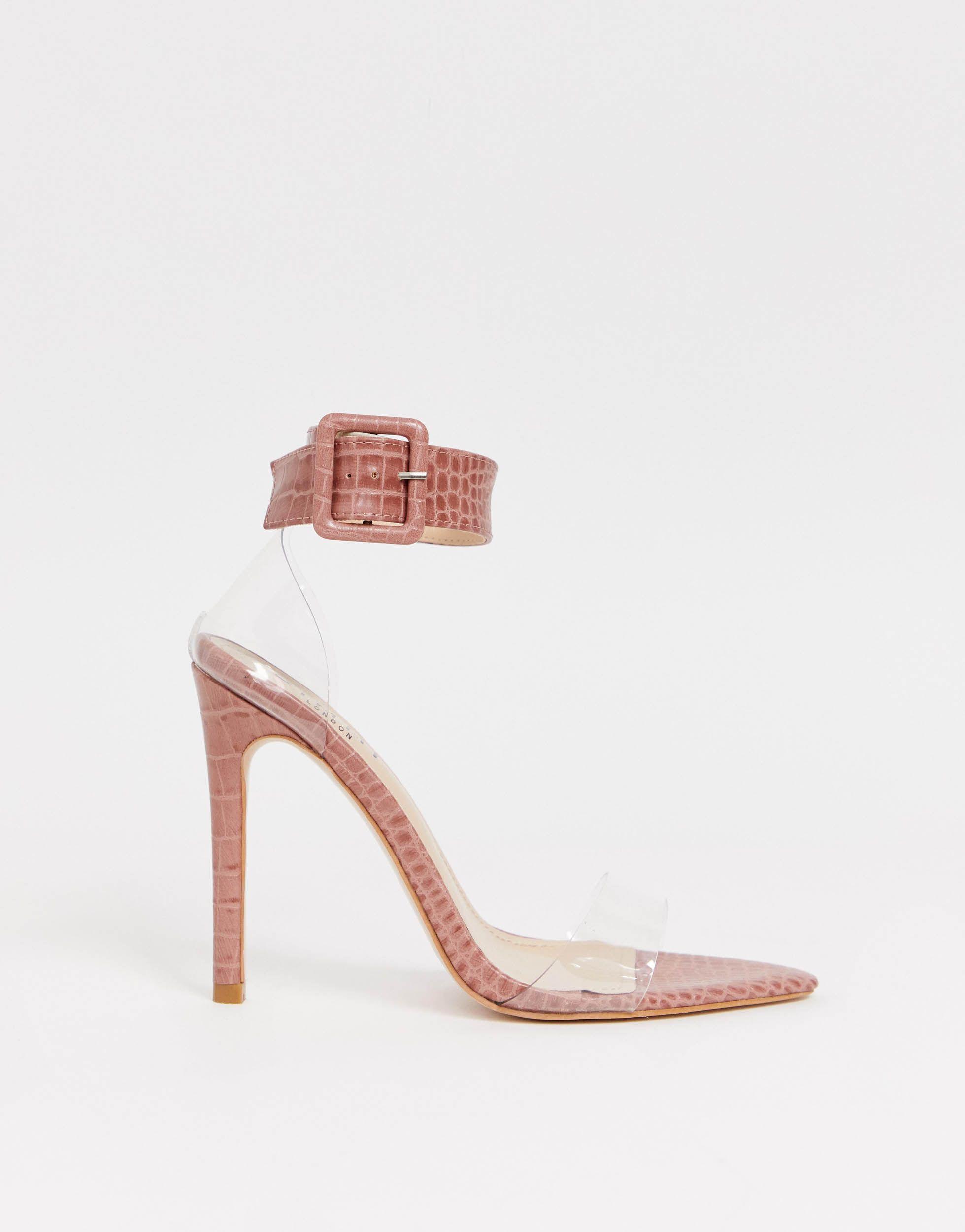 simmi london kimana white croc clear detail heeled sandals