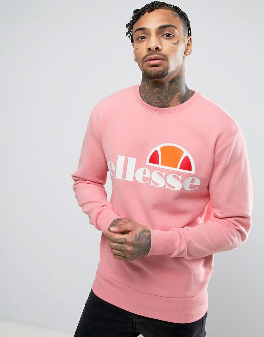 Ellesse Cotton Sweatshirt With Classic Logo In Pink for Men | Lyst