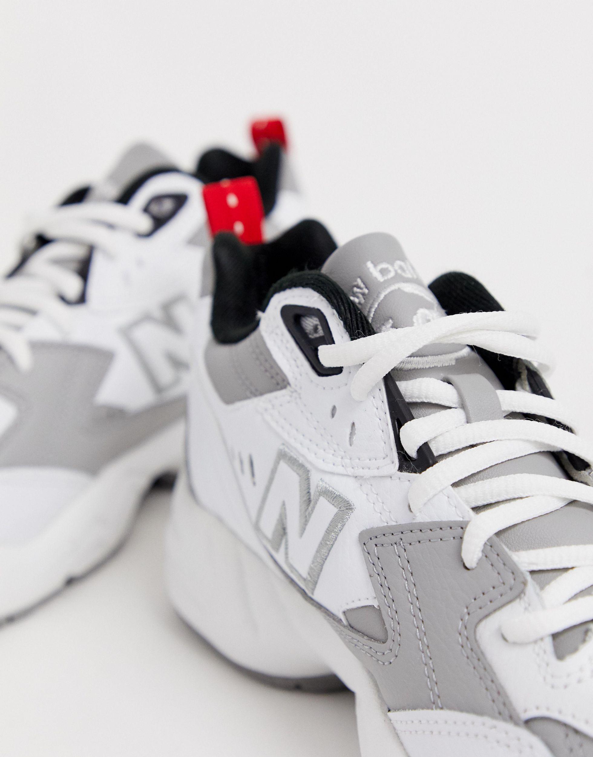 New Balance Leather 608 White And Gray Chunky Sneakers | Lyst