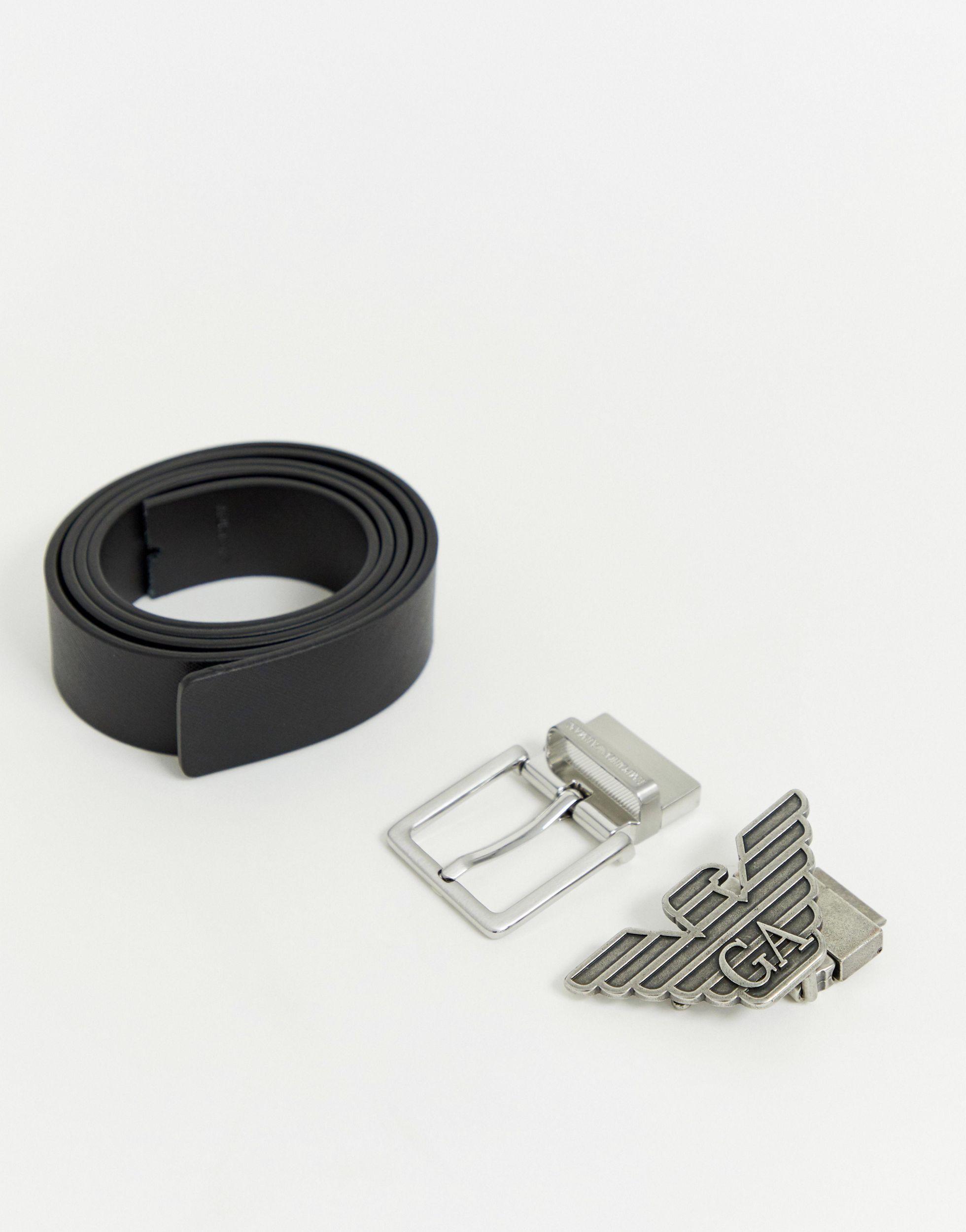 Set de regalo con cinturón de cuero reversible con hebilla doble en negro  de Emporio Armani de hombre de color Negro | Lyst