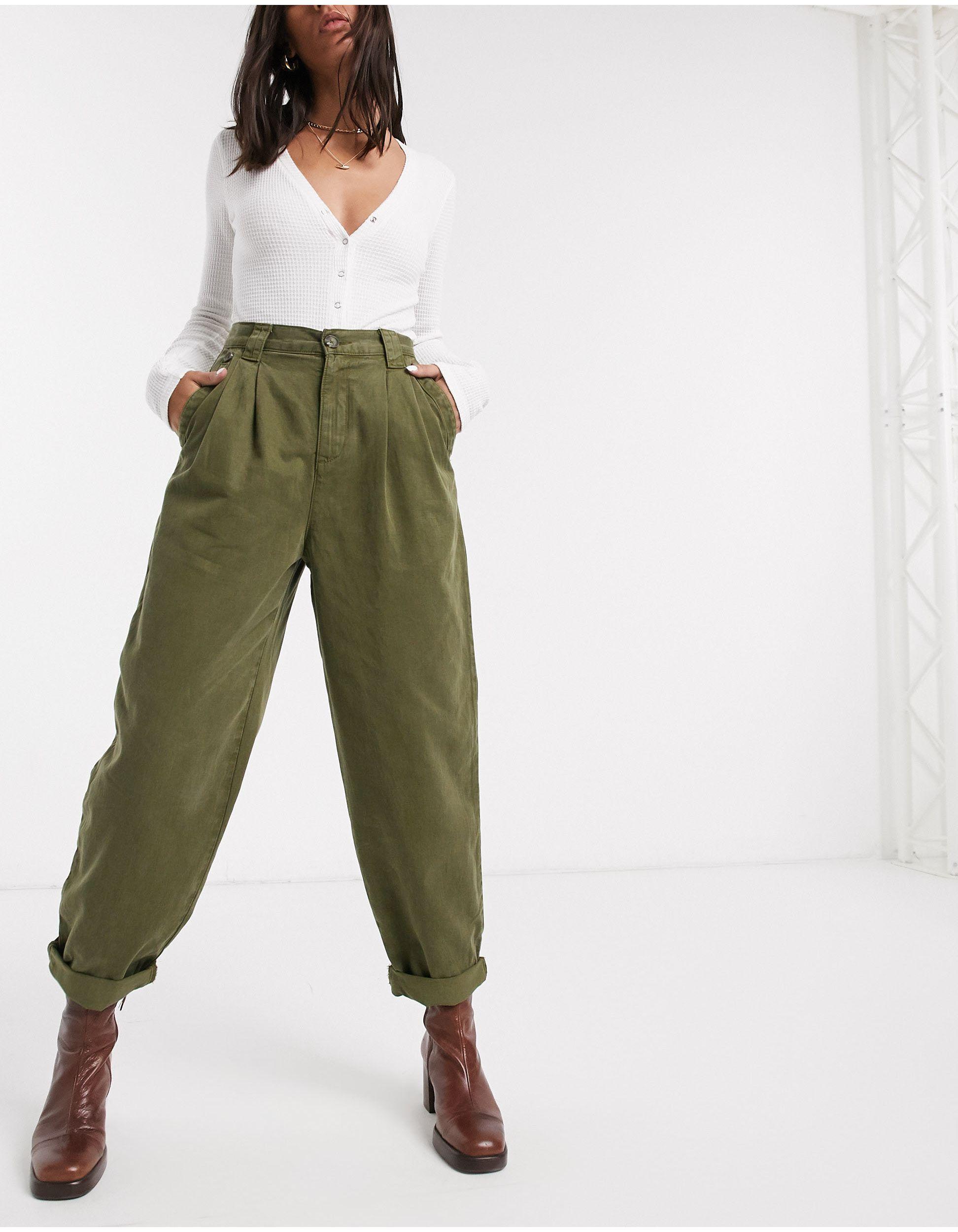 TOPSHOP Balloon Leg Pants in Green | Lyst