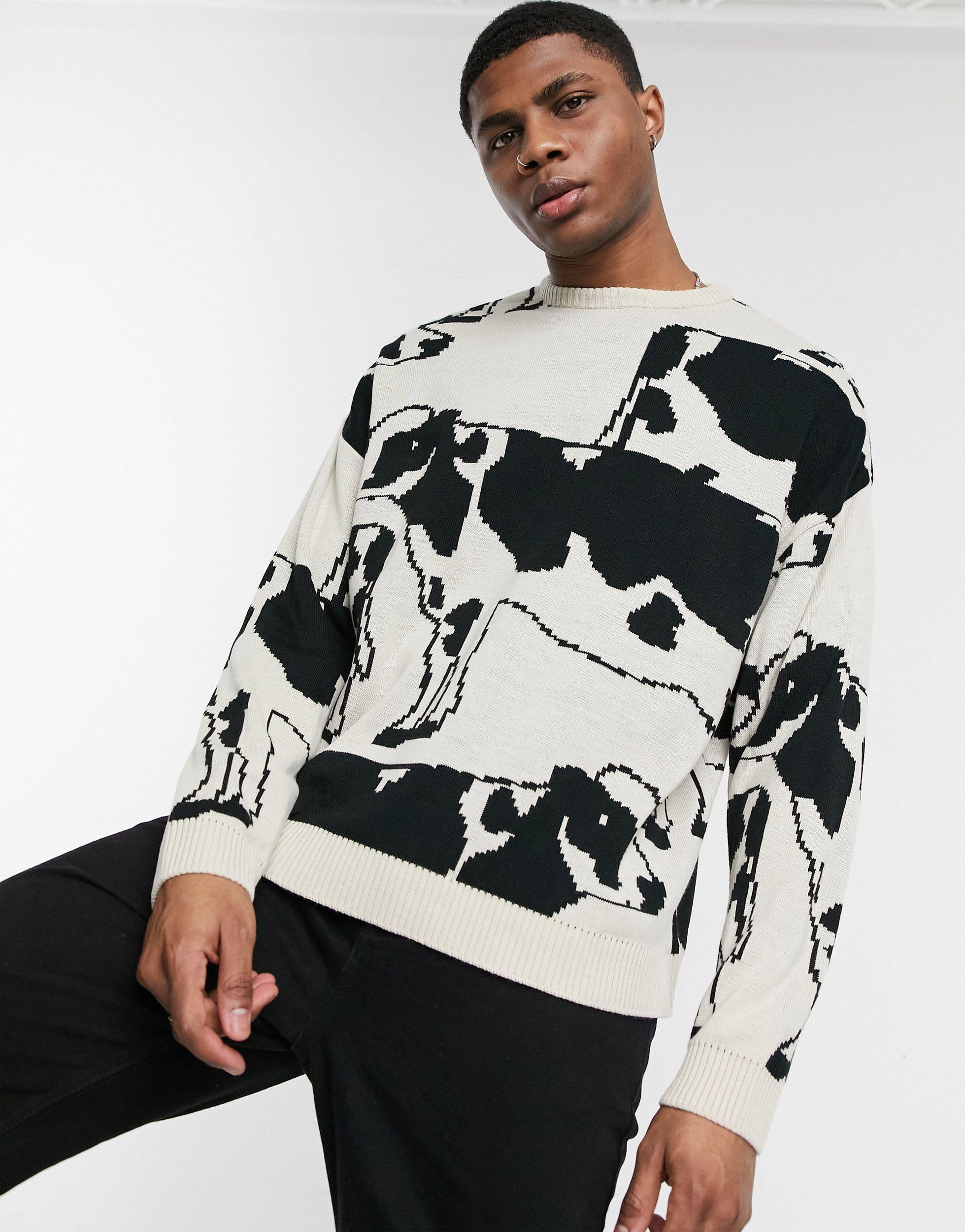 Agent de lokalisere ASOS Knitted Oversized Jumper With Cow Design for Men | Lyst
