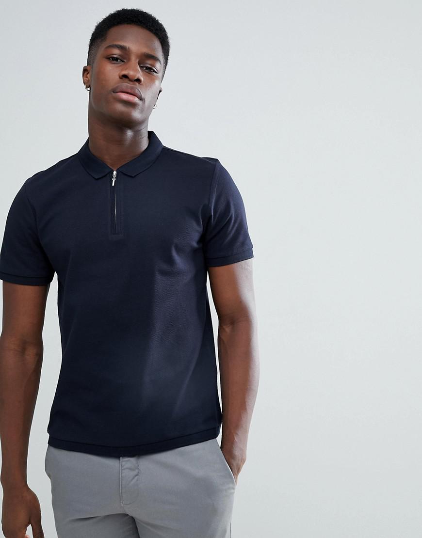 microfoon nicht Situatie Jack & Jones Premium Polo Shirt With Zip Neck in Blue for Men | Lyst