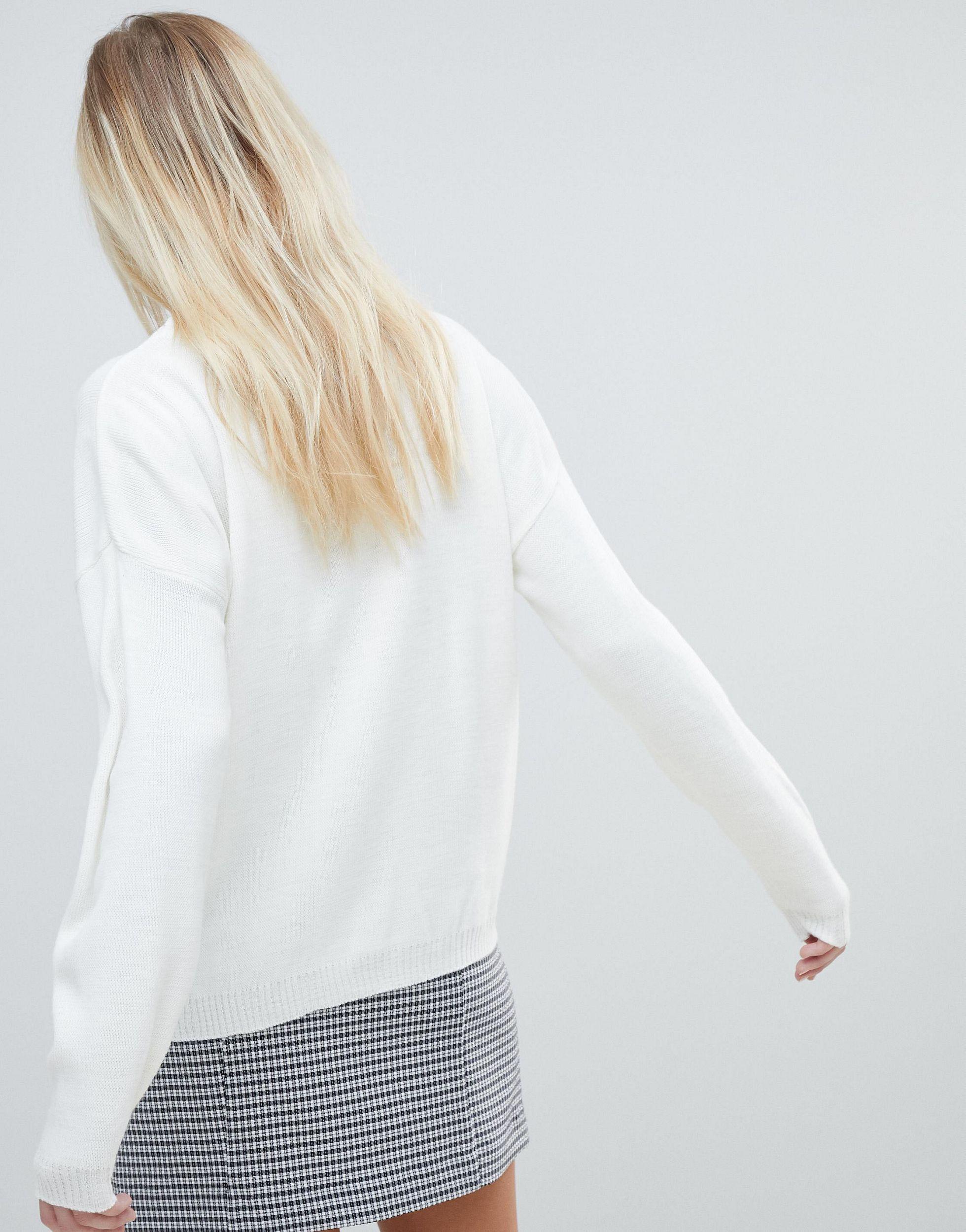 daisy street relaxed sweatshirt with half zip and flag embroidery