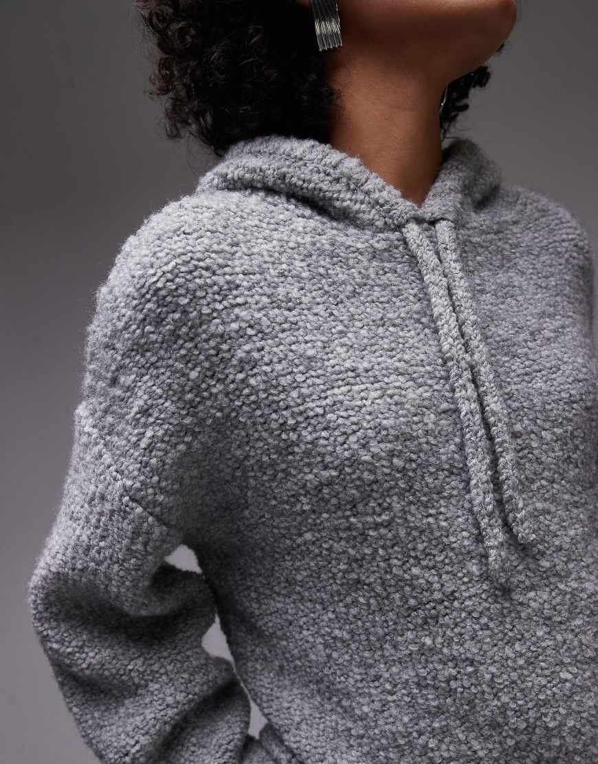 TOPSHOP Knitted Premium Wool Blend Hoodie in Grey Lyst UK