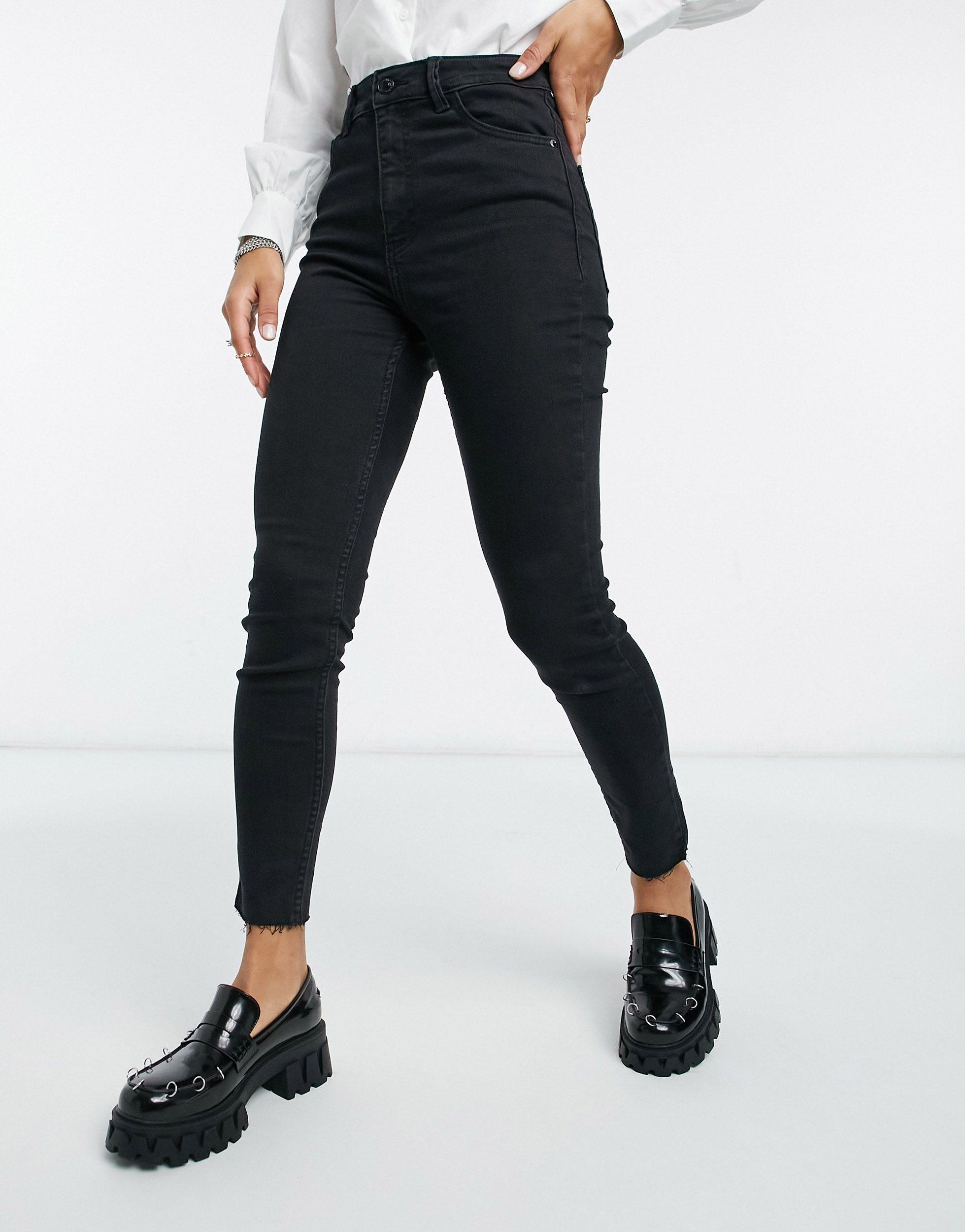 Bershka Denim Super High Waist Skinny Jean in Black | Lyst