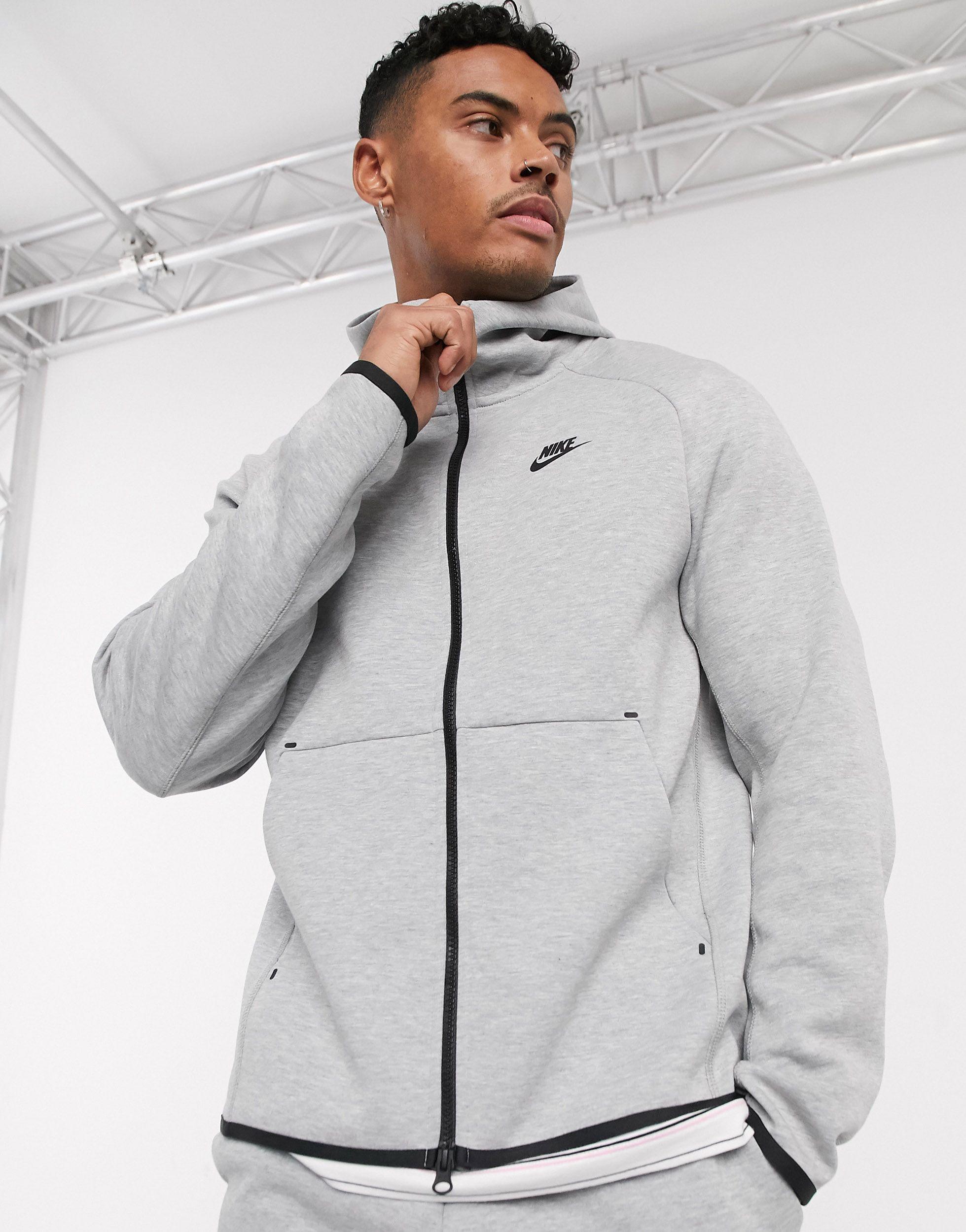 Nike Tech Fleece Full-zip Hoodie in Dark Grey Heather/Black/White (Gray)  for Men - Lyst
