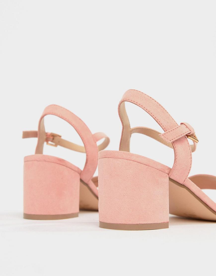 wide fit pink block heel sandals