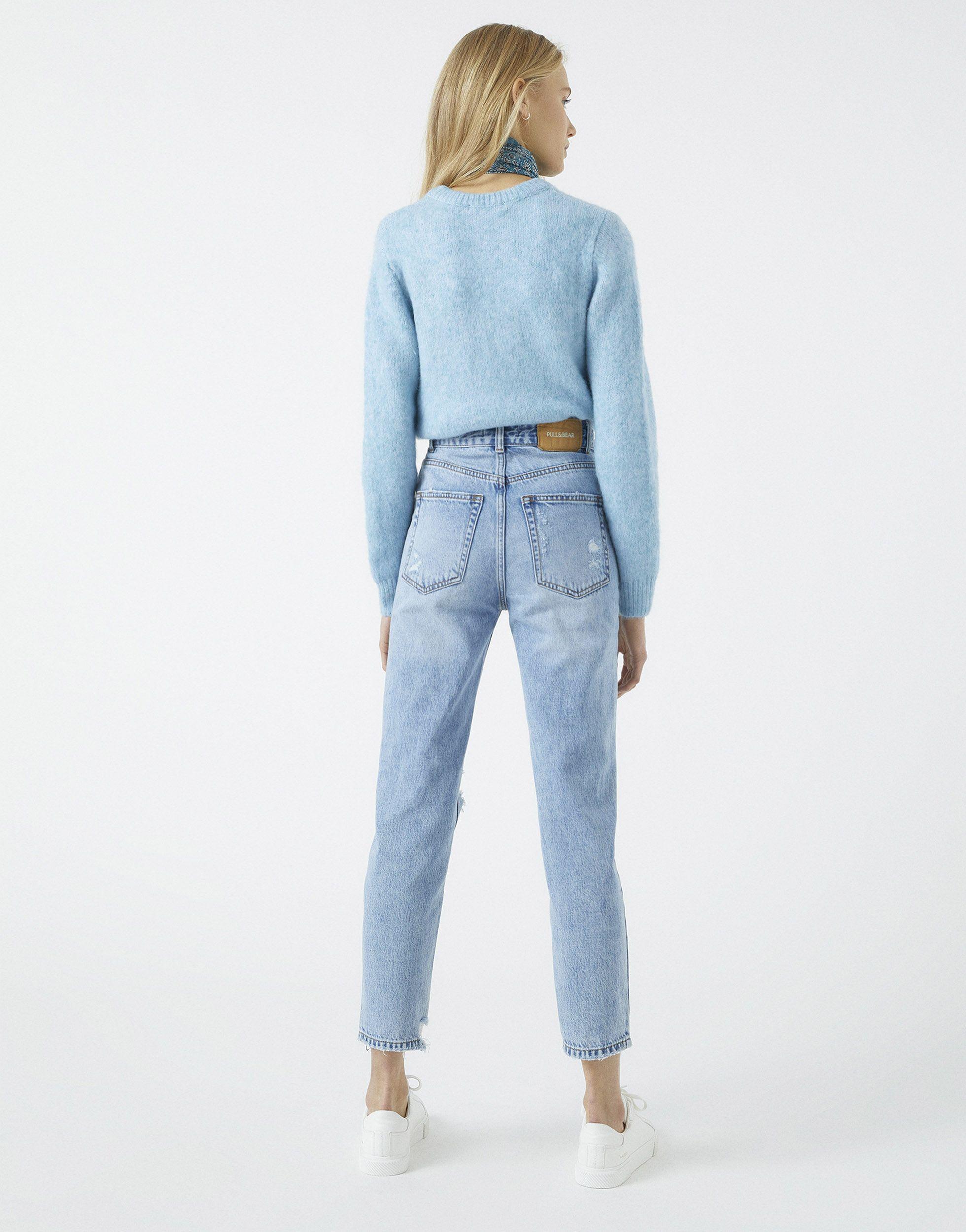 Pull\u0026Bear Denim Mom Jeans With Rips in 
