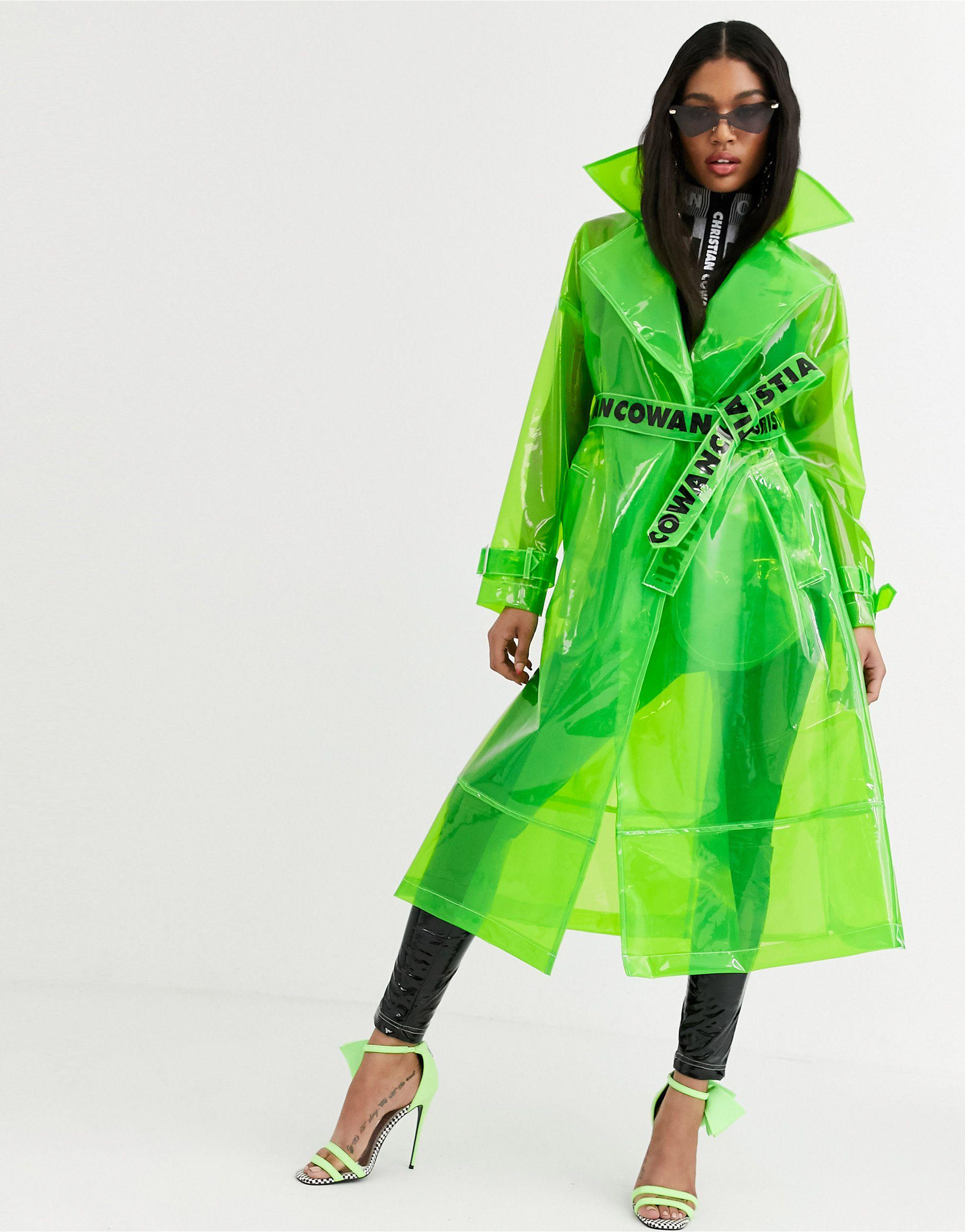 X Christian Cowan Lime Clear Trenchcoat