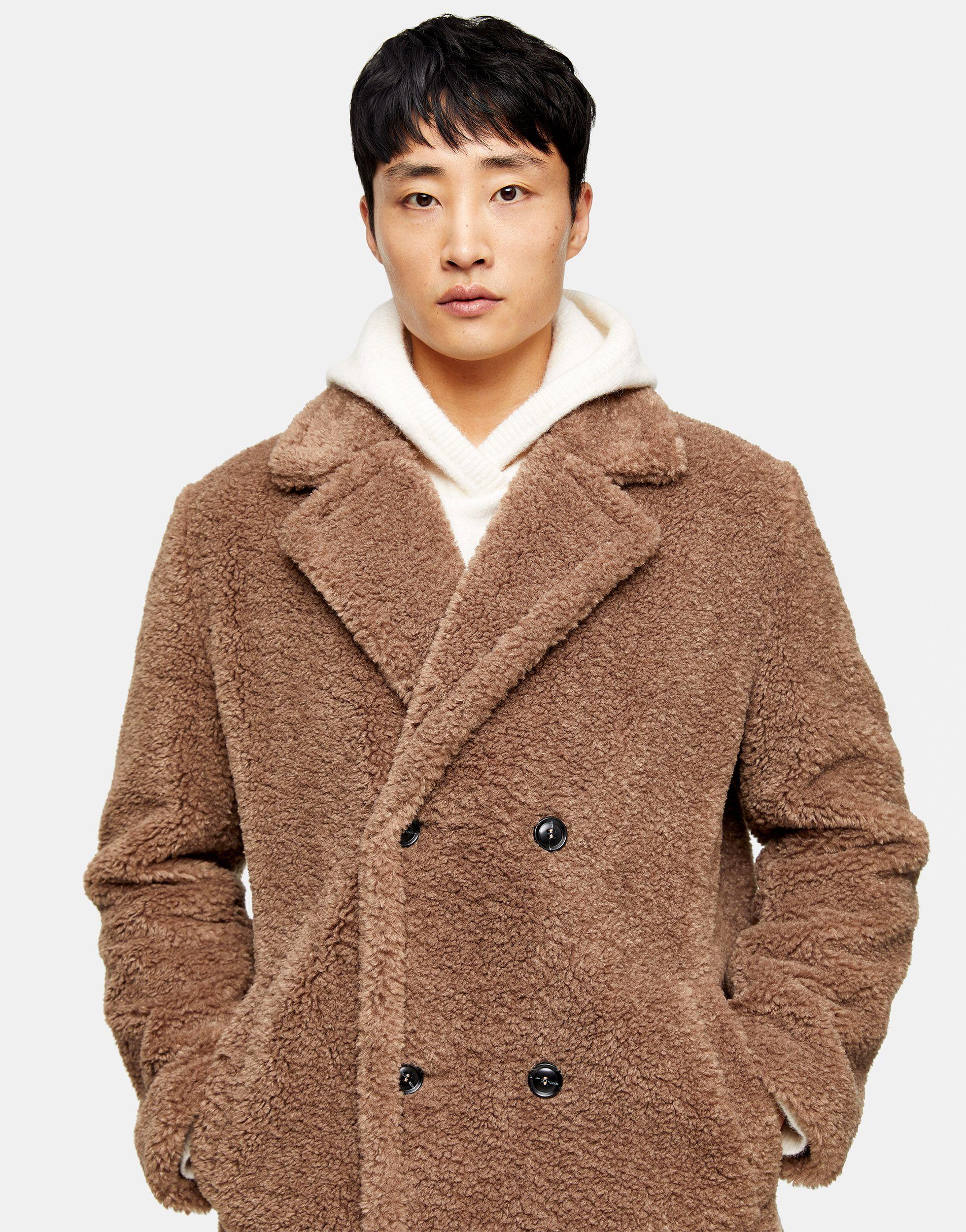 double breasted borg coat