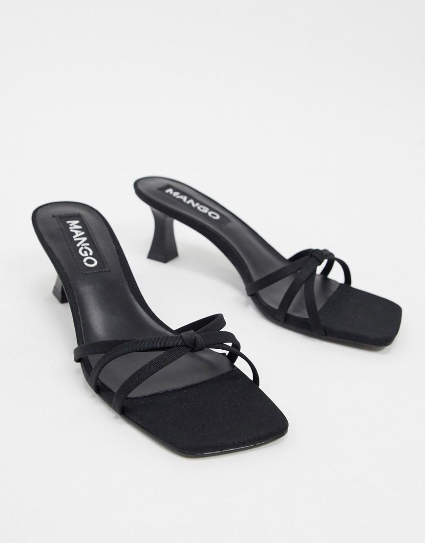 Mango Strappy Interest Heel Sandals in Black | Lyst