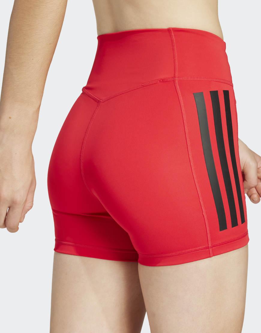 adidas Originals Optime 3-Stripes 1/4 Short Leggings in Red Lyst UK